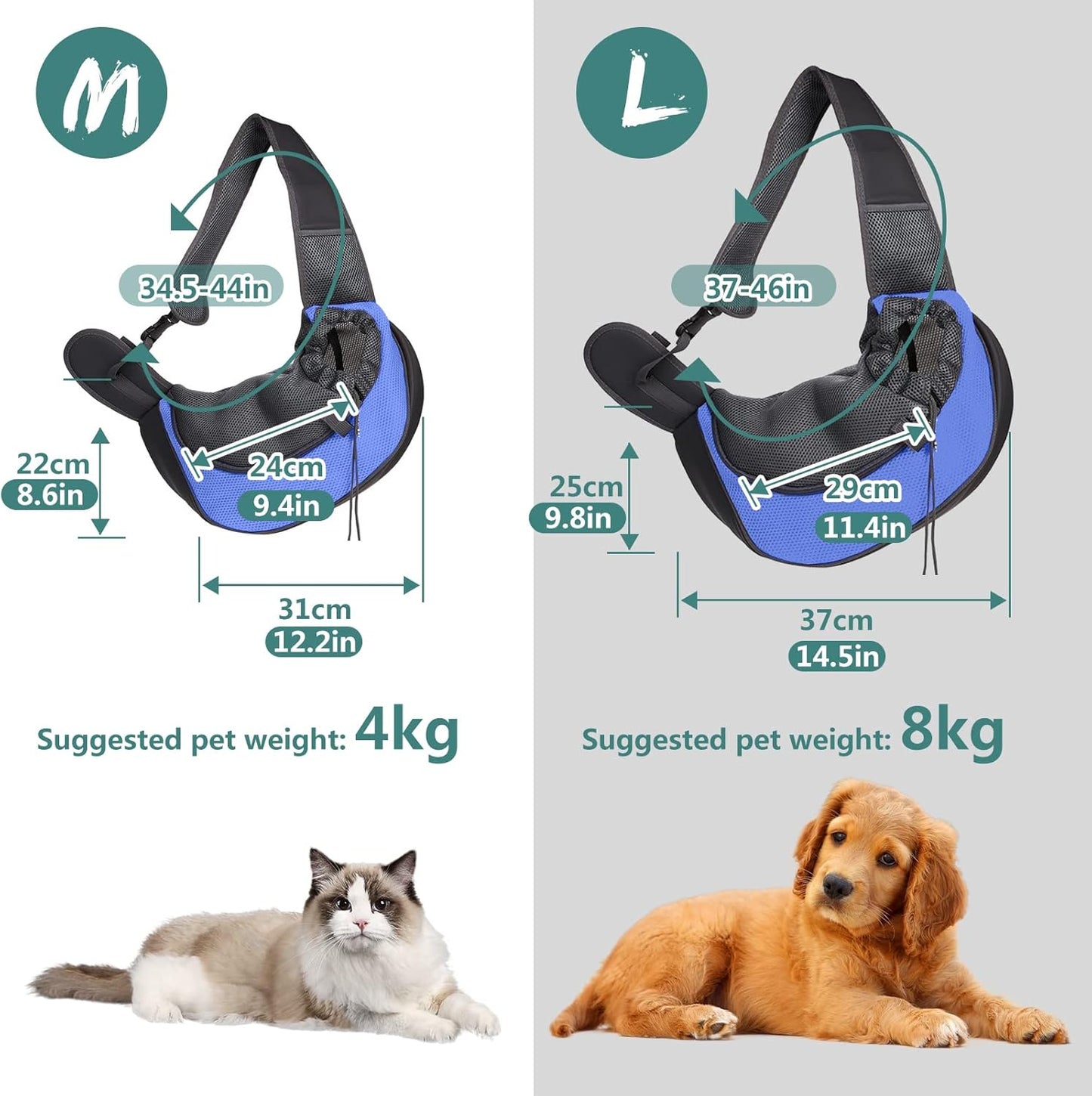 Hundetragetasche für Katzen und kleine Hunde, L Dunkelblau