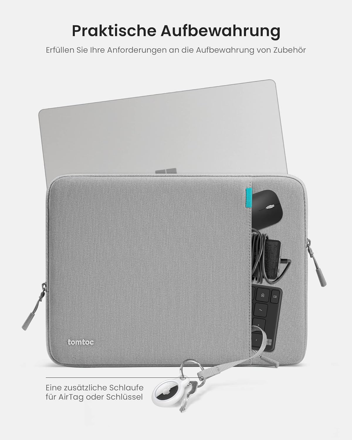 Wasserdichte Laptop-Schutzhülle, 13,5-14,4 Zoll Grau