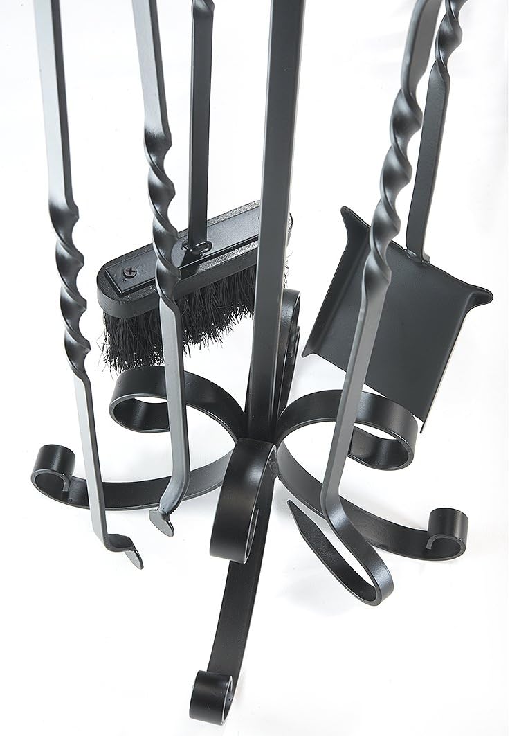 Kaminbesteck-Set mit Schaufel, Schürhaken, Besen, Zange