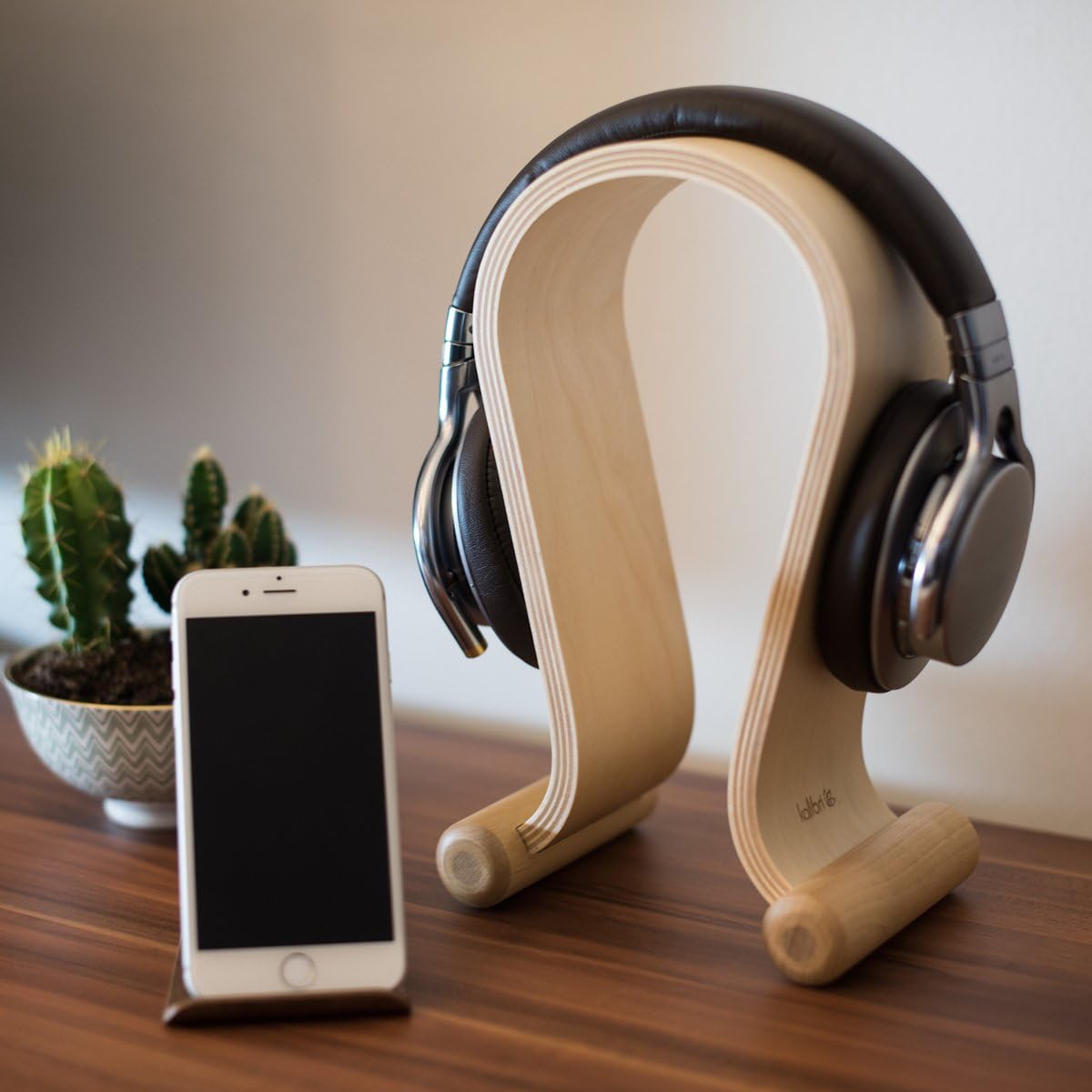 Kopfhörerhalter für Gaming Headsets, Walnussholz Braun