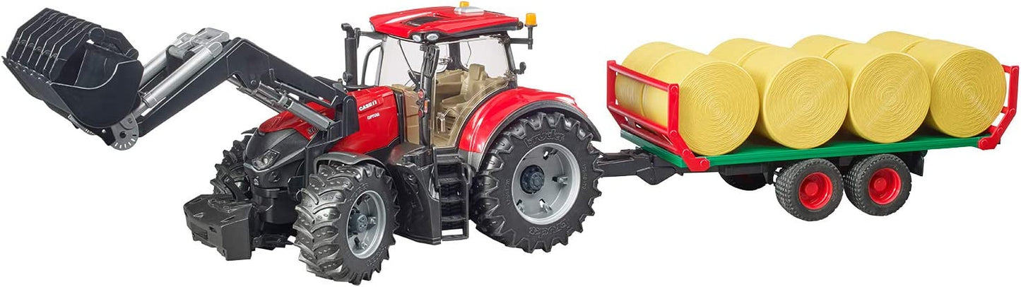 Case IH Optum 300CVX mit Frontlader und Ballentransportanhänger, Modellfahrzeug