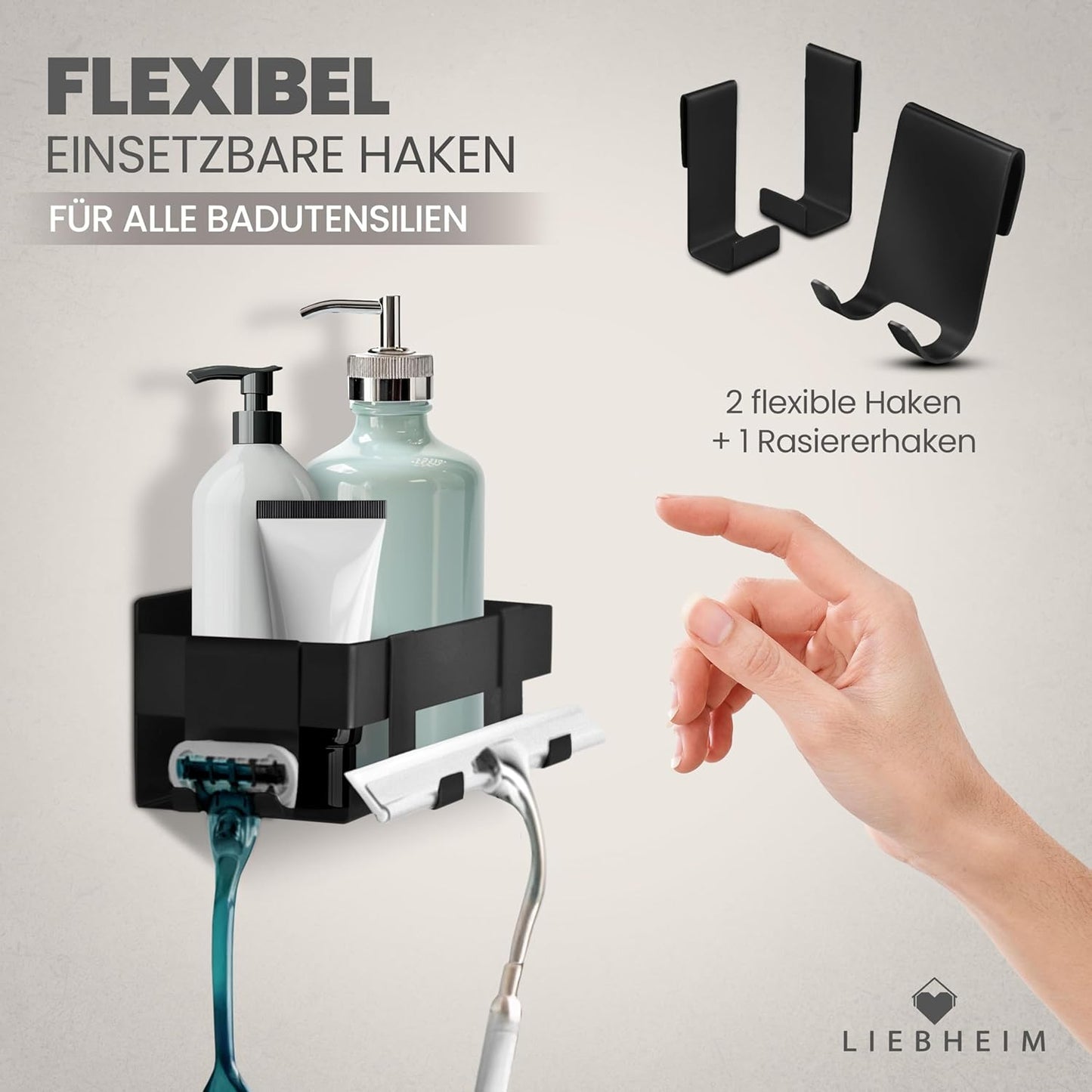 Duschregal Ohne Bohren aus Edelstahl, Schwarz - Edelstahl