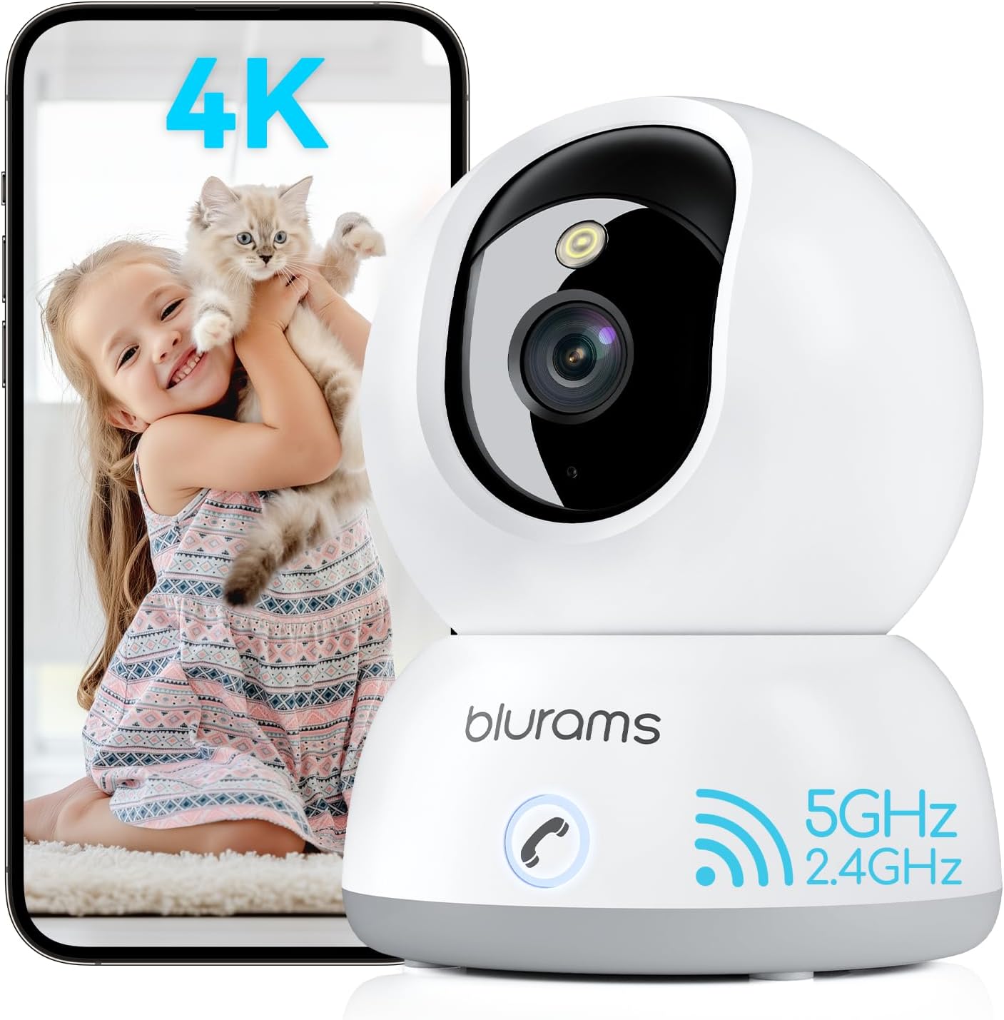 2K Überwachungskamera Innen mit 360° Blickfeld, 1PCS-4K