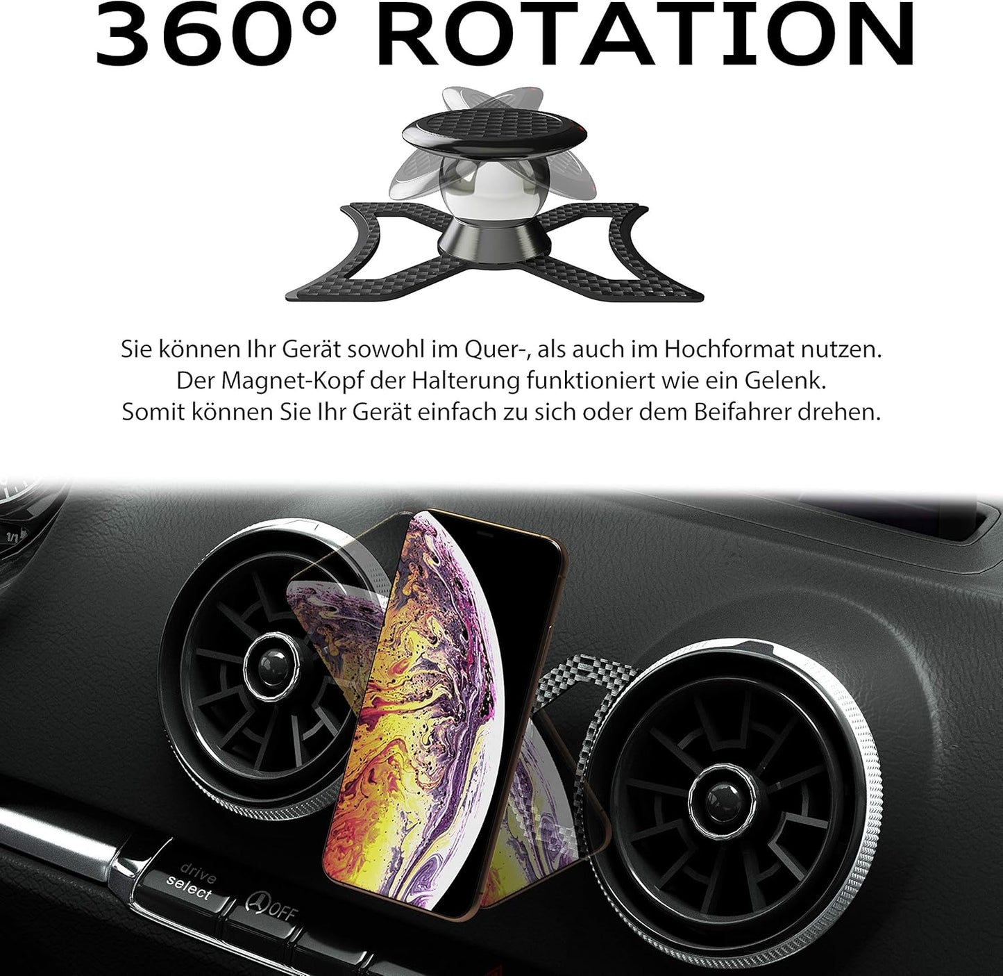 Magnetische Handyhalterung für Audi A3/S3/RS3, Audi A3/S3/RS3 Carbon