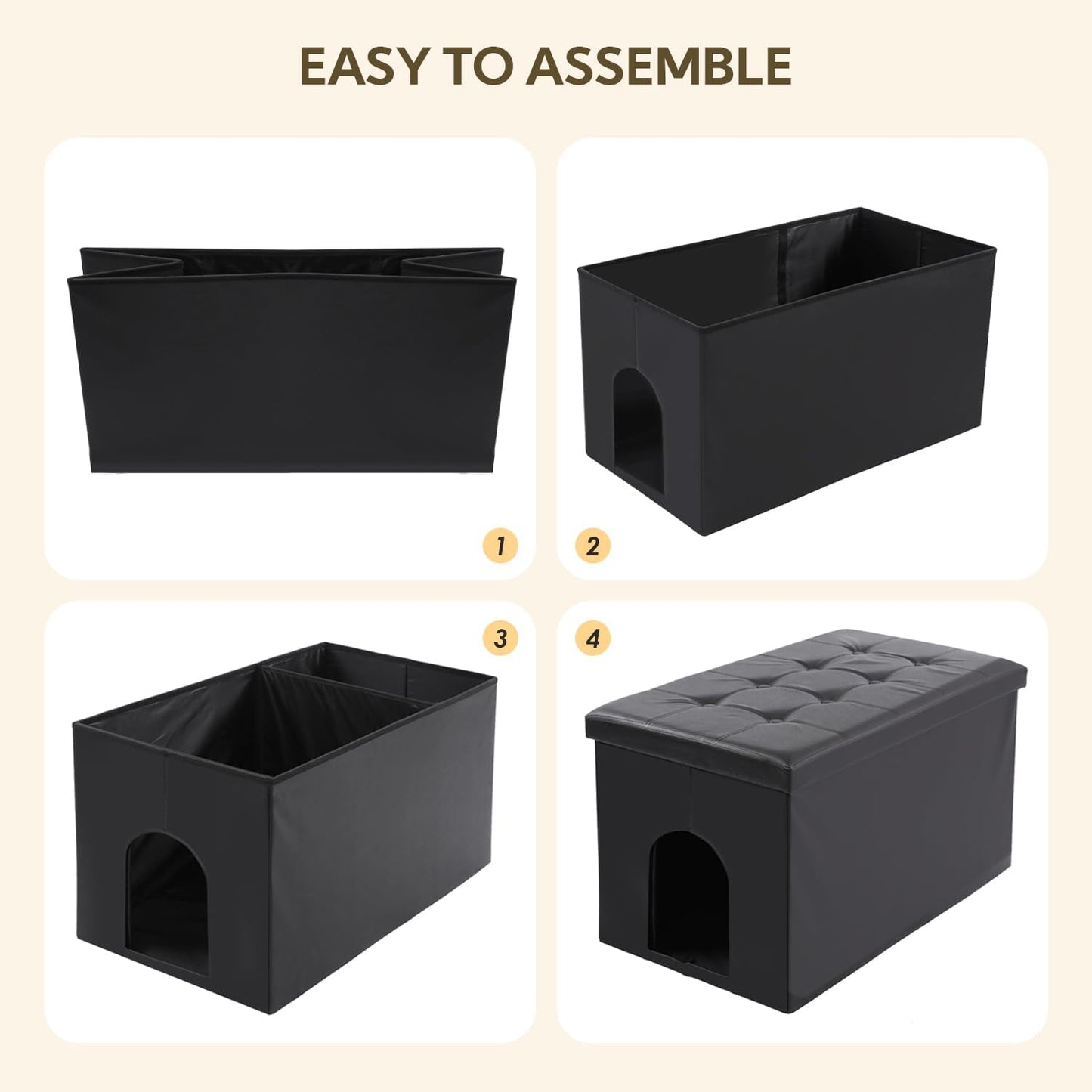 Katzenschrank für versteckte Katzentoilette, XL 90 x 50 x 50cm Schwarz