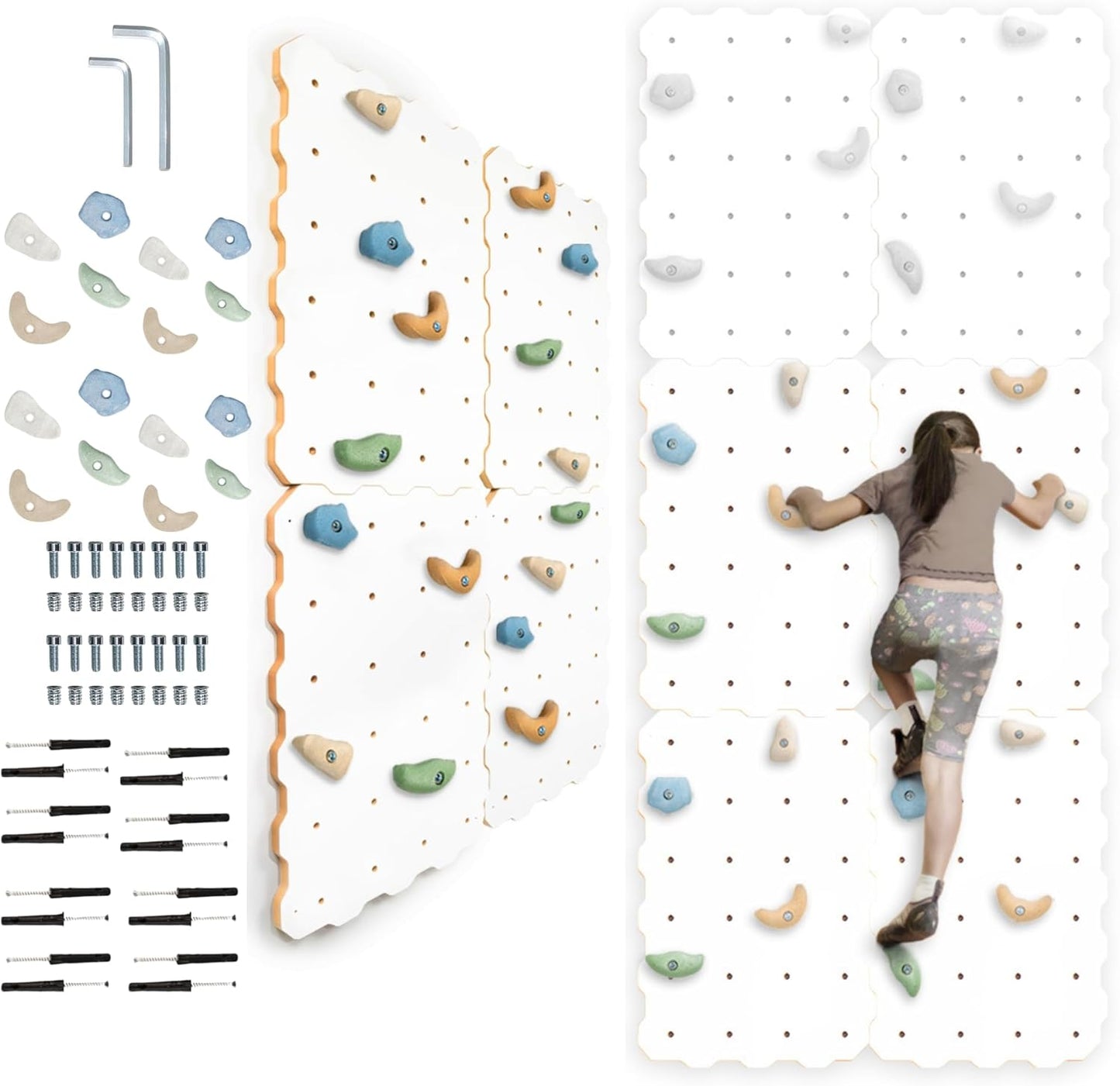 Kletterwand-Set für Kinderzimmer (4-teilig), 4 Stück - Satz Weiss