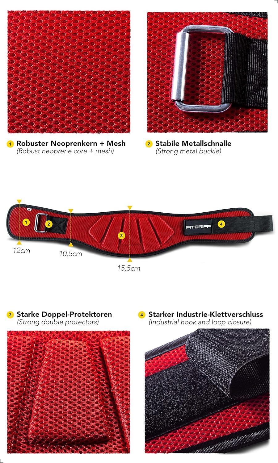 Gewichthebegürtel V1, Rot 88cm - 97cm Bauchumfang (Large)