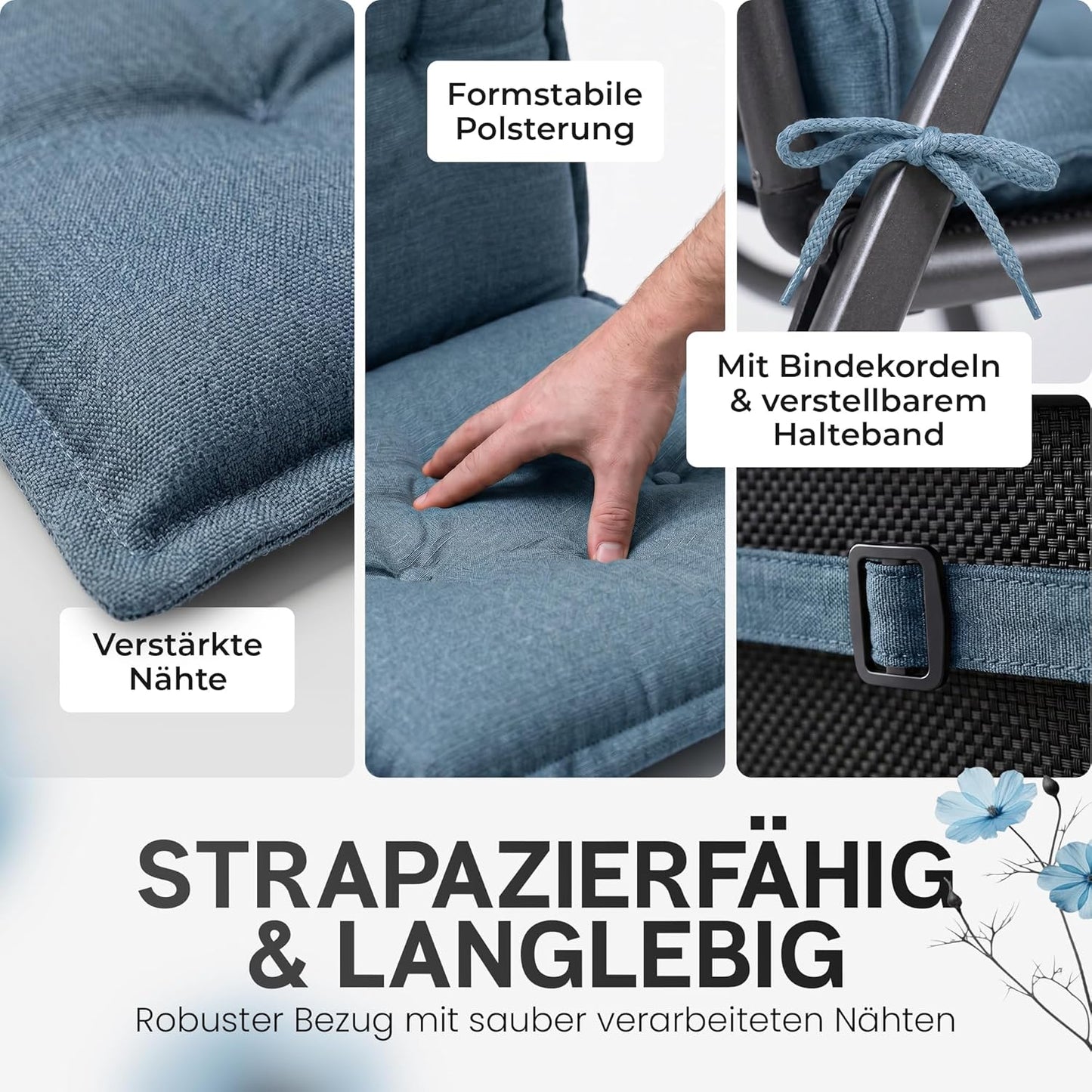 Hochlehner Gartenstuhl-Auflage, 1-Stück Blau