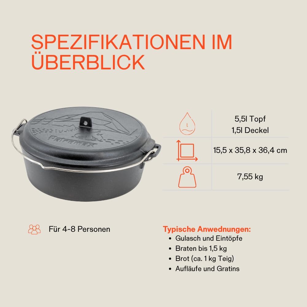 Dutch Oven Set, 5,5 Liter Set