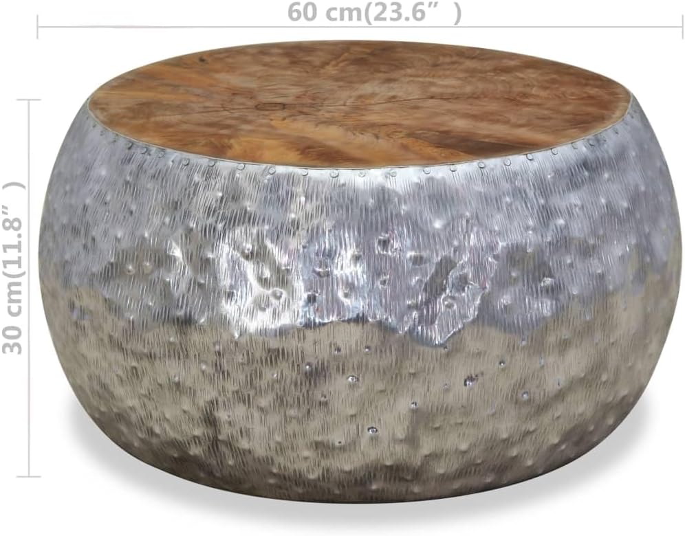 Beistelltisch aus Aluminium & Teak