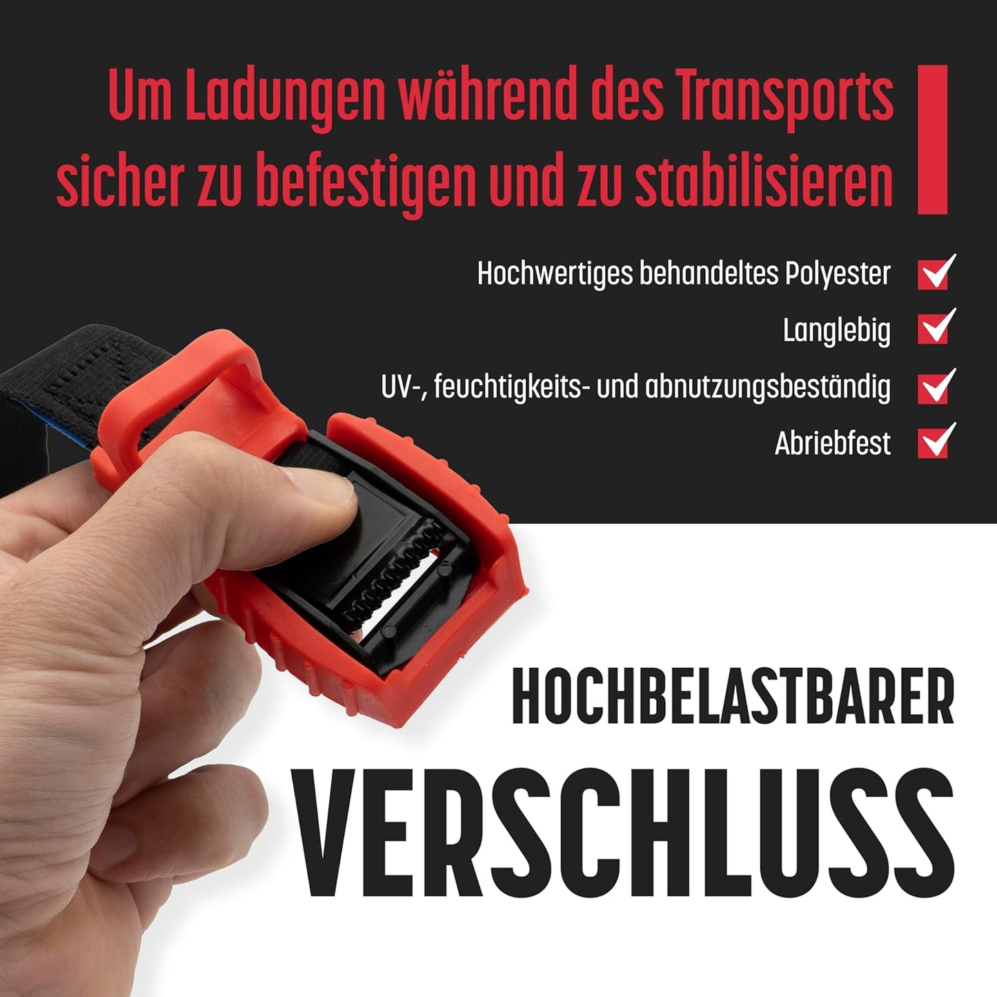 Verstellbare Lastgurte für Umreifung, 4 Stück, Rot 0,5m - 4units