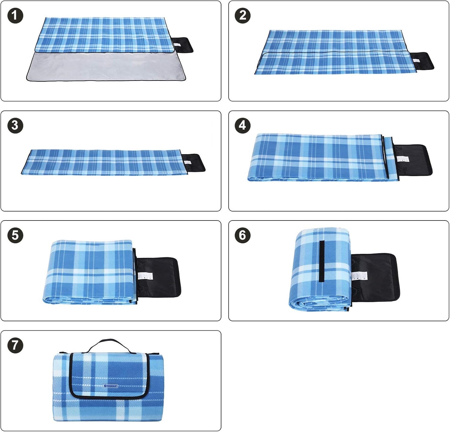 Picknickdecke, 200 x 200 cm, Quadrate Blau Gestreift 200 x 200 cm (Quadratisch) Single