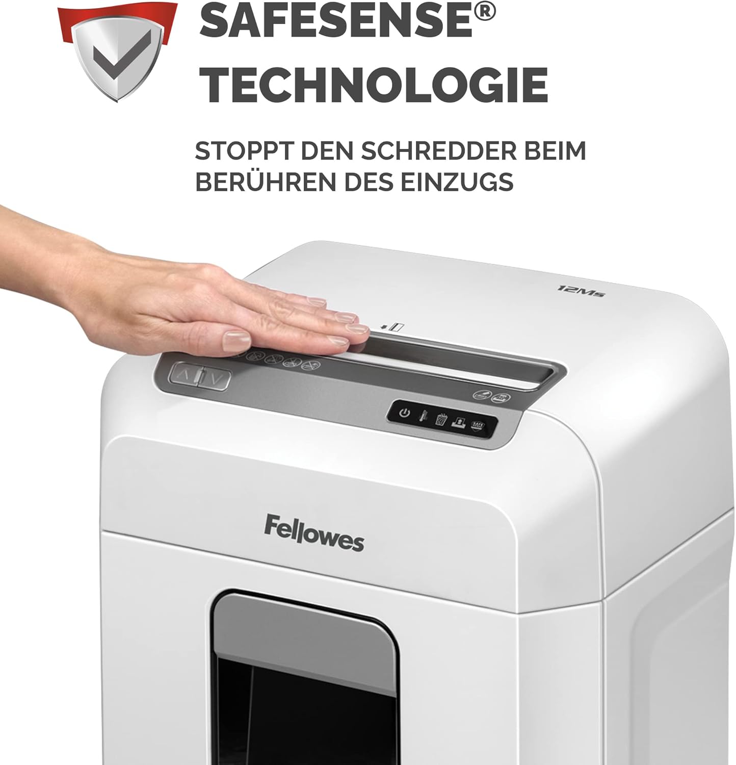 Aktenvernichter 12Ms, Single 12MS – 12 Blatt – Mini Cut – 23 Liter Papierkorb, 23-Liter-Auffangbehälter, Weiss