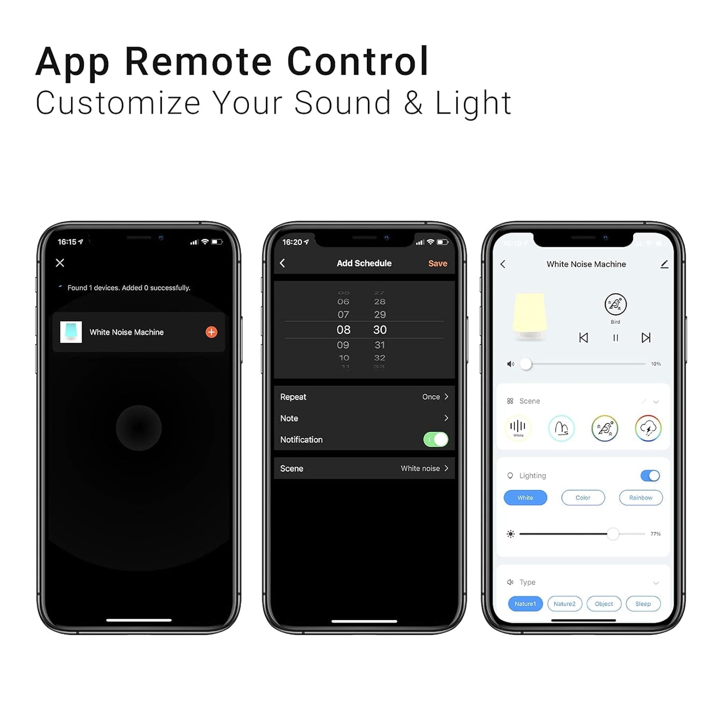 DB03 White Noise Machine mit 34 Klängen & Nachtlicht, Weiß