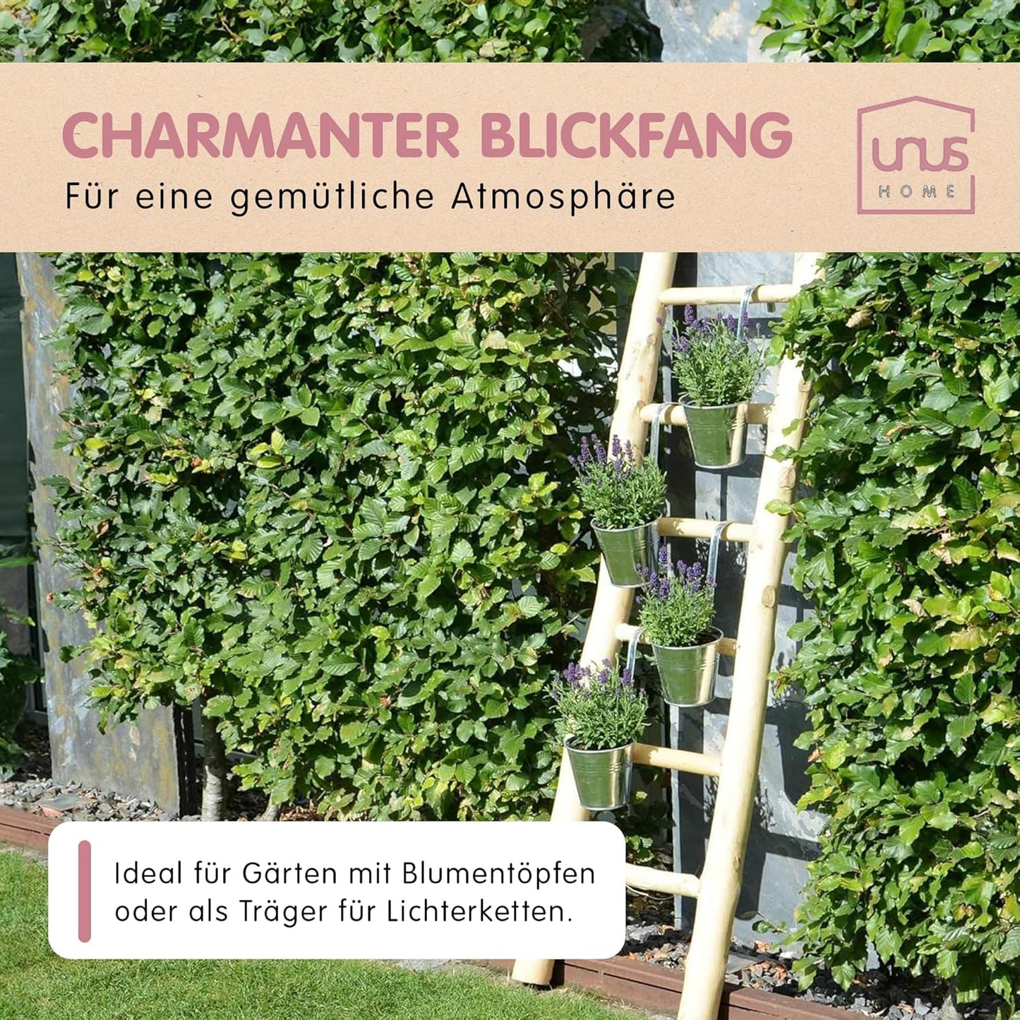 6-stufige Dekoleiter, Natur 150 cm