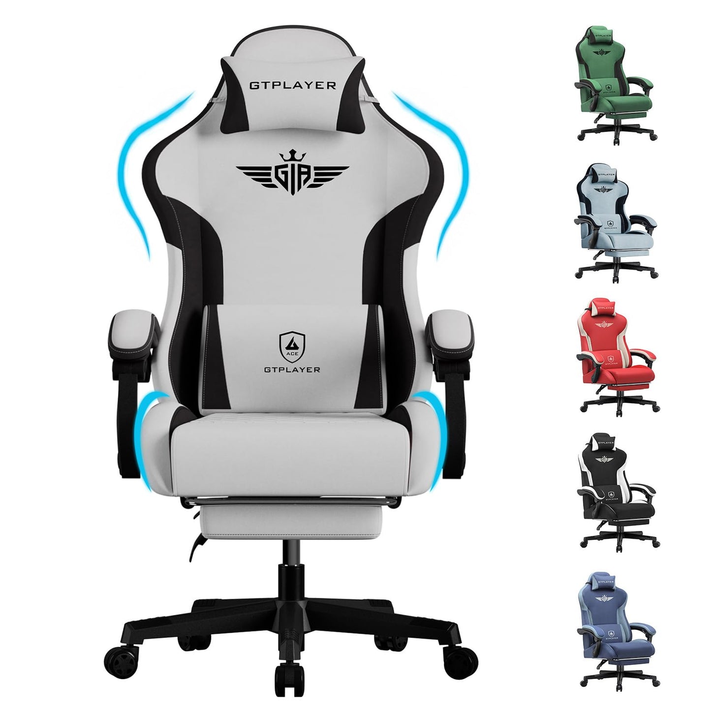 Ergonomischer Gaming-Stuhl, Grau High-Tech-Stoff
