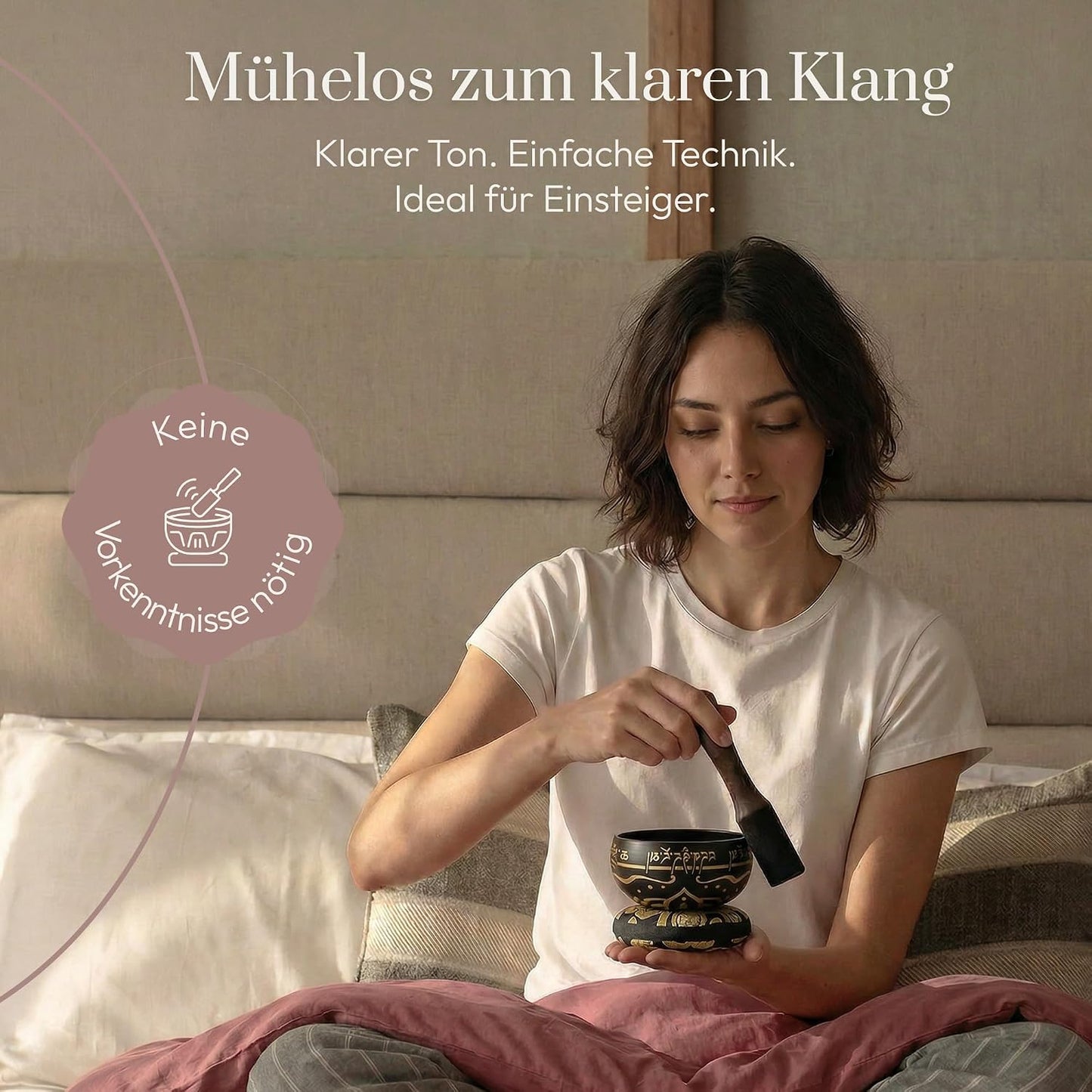 Klangschalen-Set mit Kissen & Klöppel, Kohleschwarz Mit Tasche