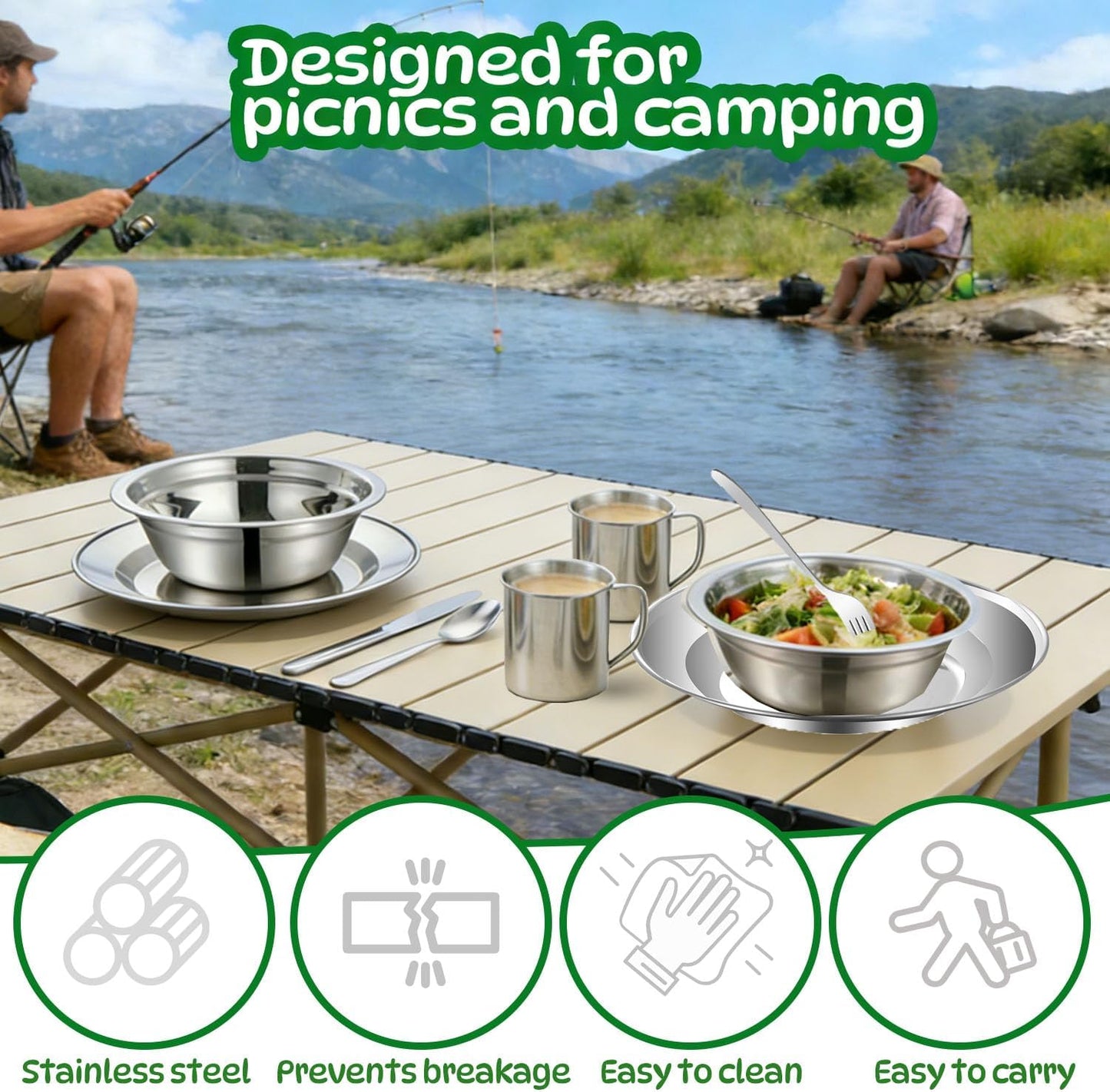 15-teiliges Camping Geschirr Set, 2