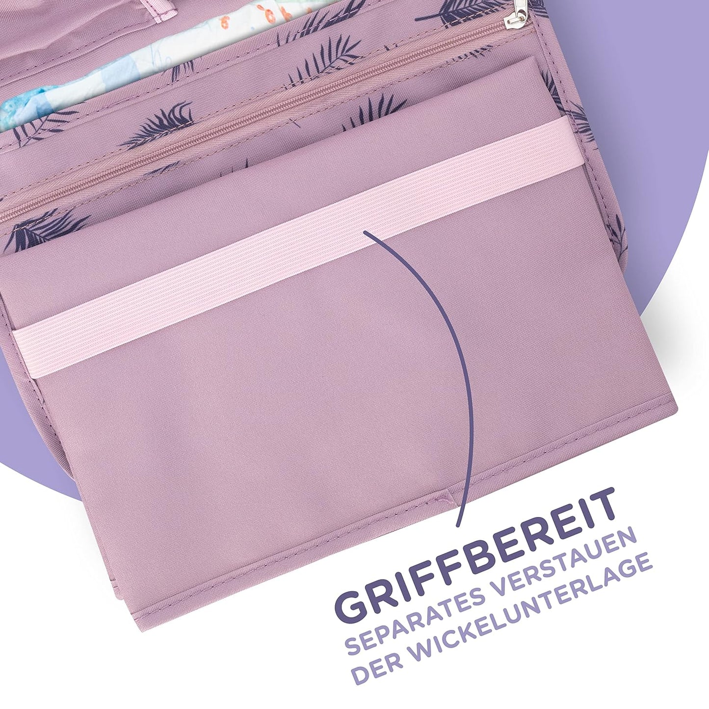 Windeltasche mit Wickelunterlage für unterwegs, Lila