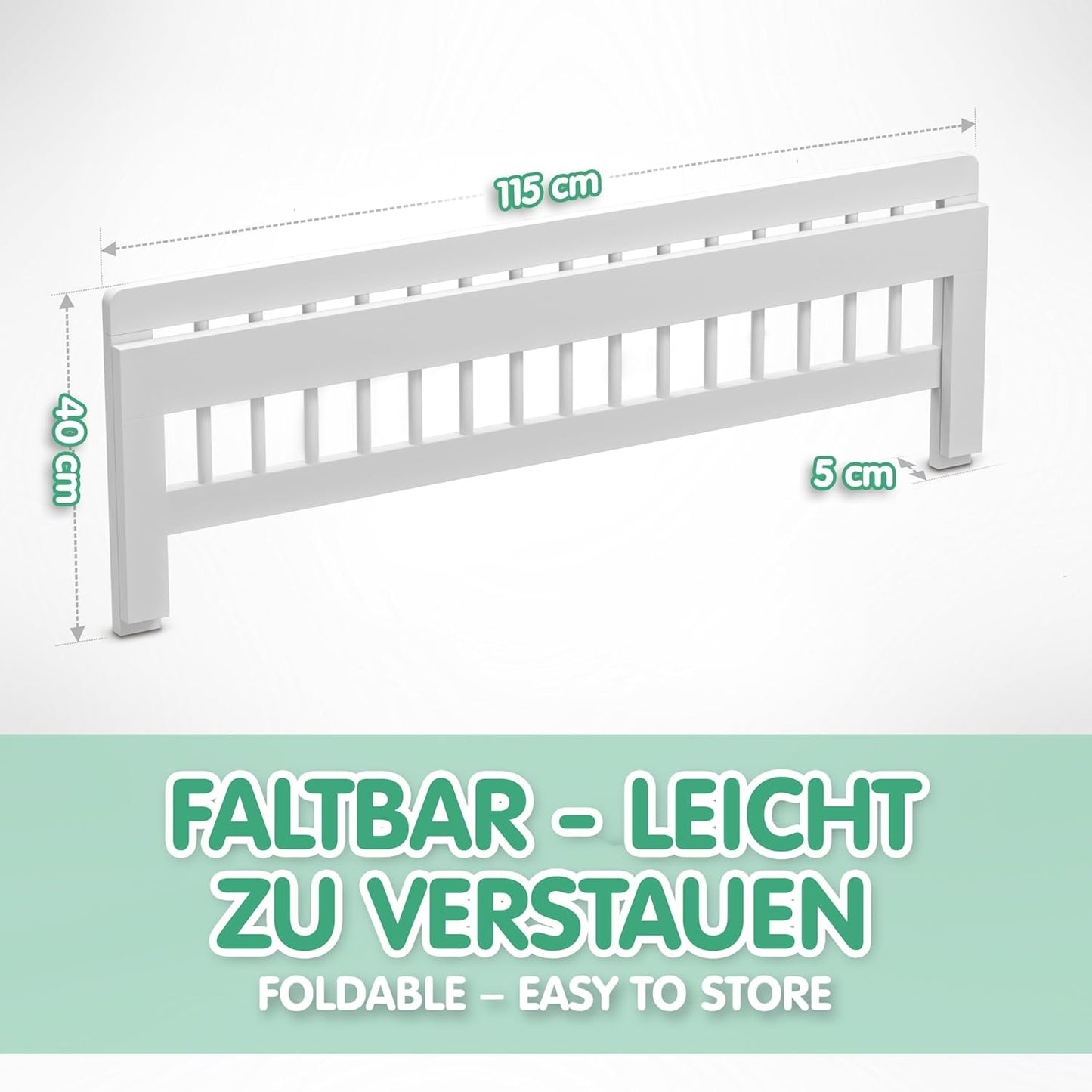 Kinder Bettgitter klappbarer Rausfallschutz (115x40 cm), 115 x 40 x 5 cm Weiss