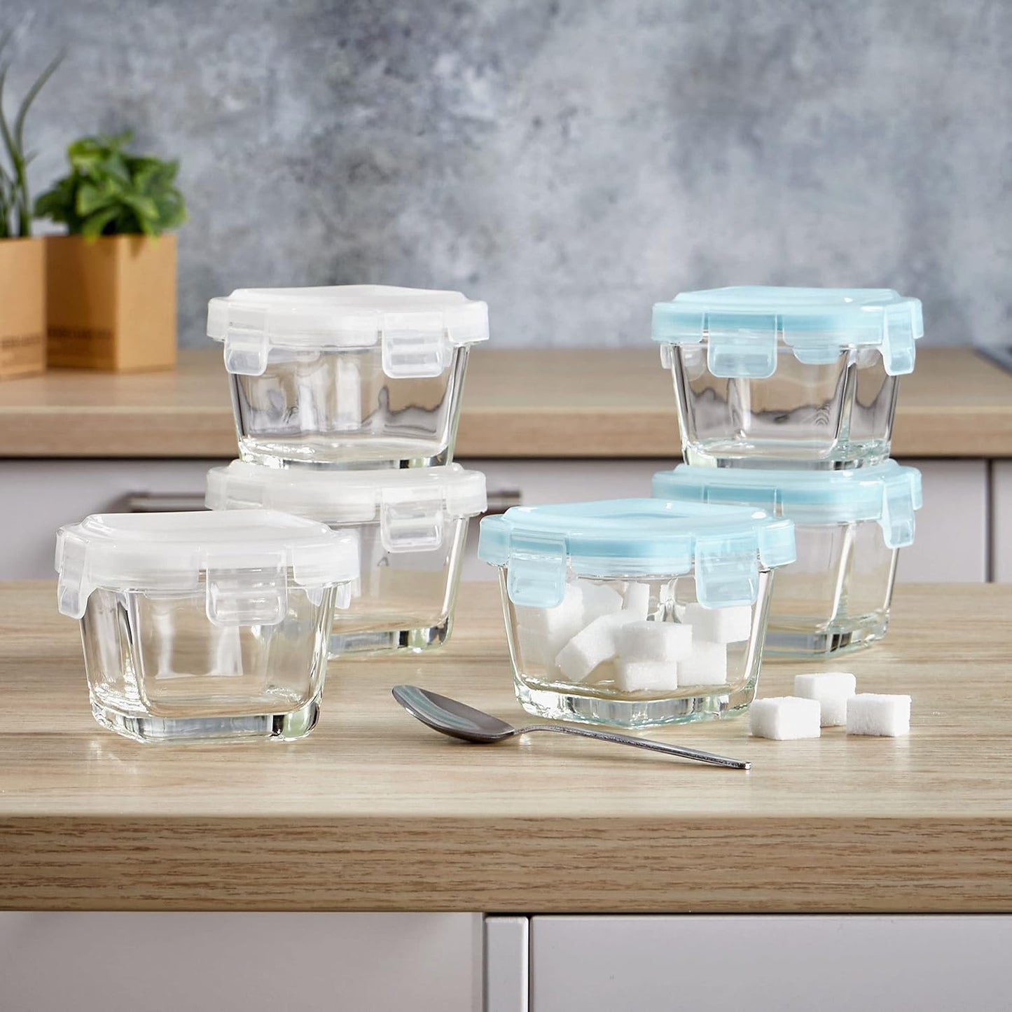 Mini Glas Frischhaltedosen-Set (6x 160 ml), 6 x 160 ml Quadratisch