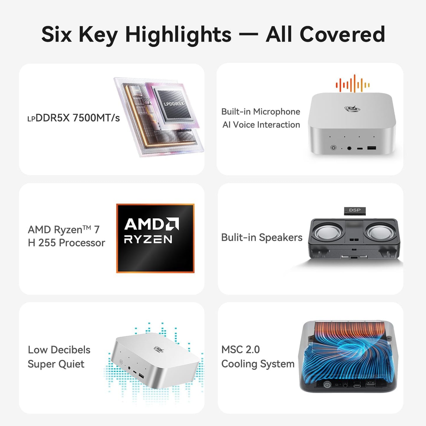 SER9 Pro Mini-PC mit AMD Ryzen 7 H 255, Grau