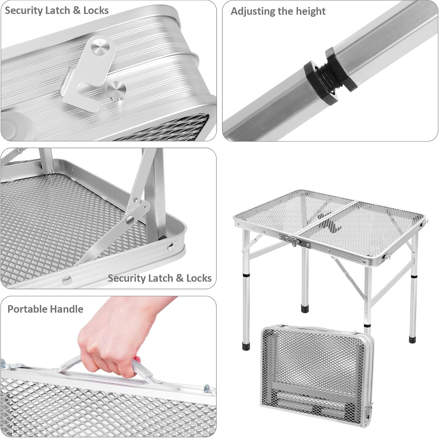 Klappbarer Campingtisch, Silbern 60 x 40 cm