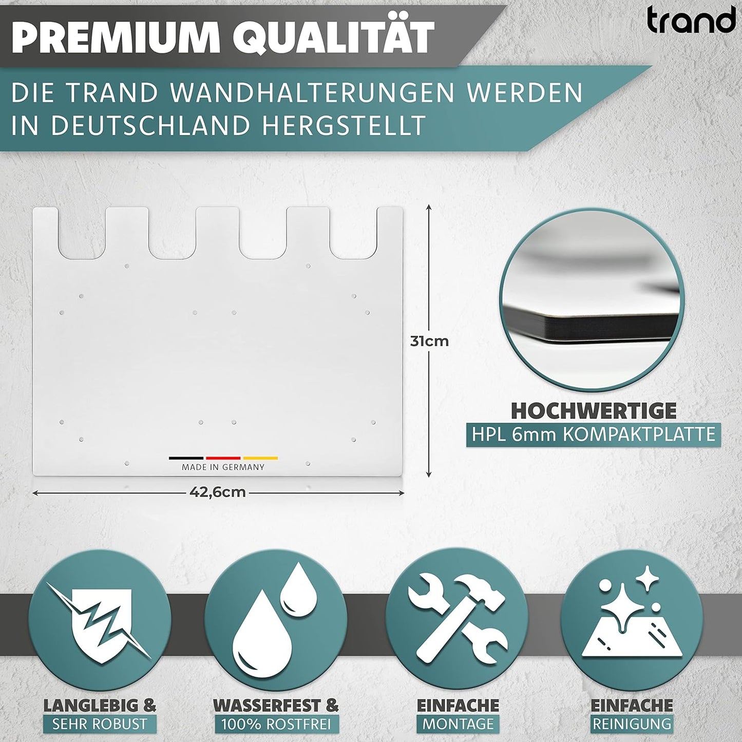 Wandhalterung für Makita Akkus & Ladegeräte, 1x Halter für 4 Akkus & Ladegerät