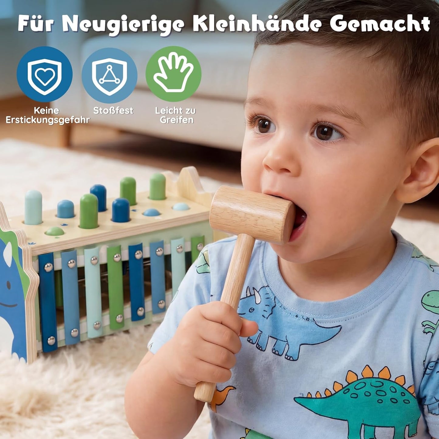 Hammerspiel mit Xylophon & Zahnrädern, Dinosaurier