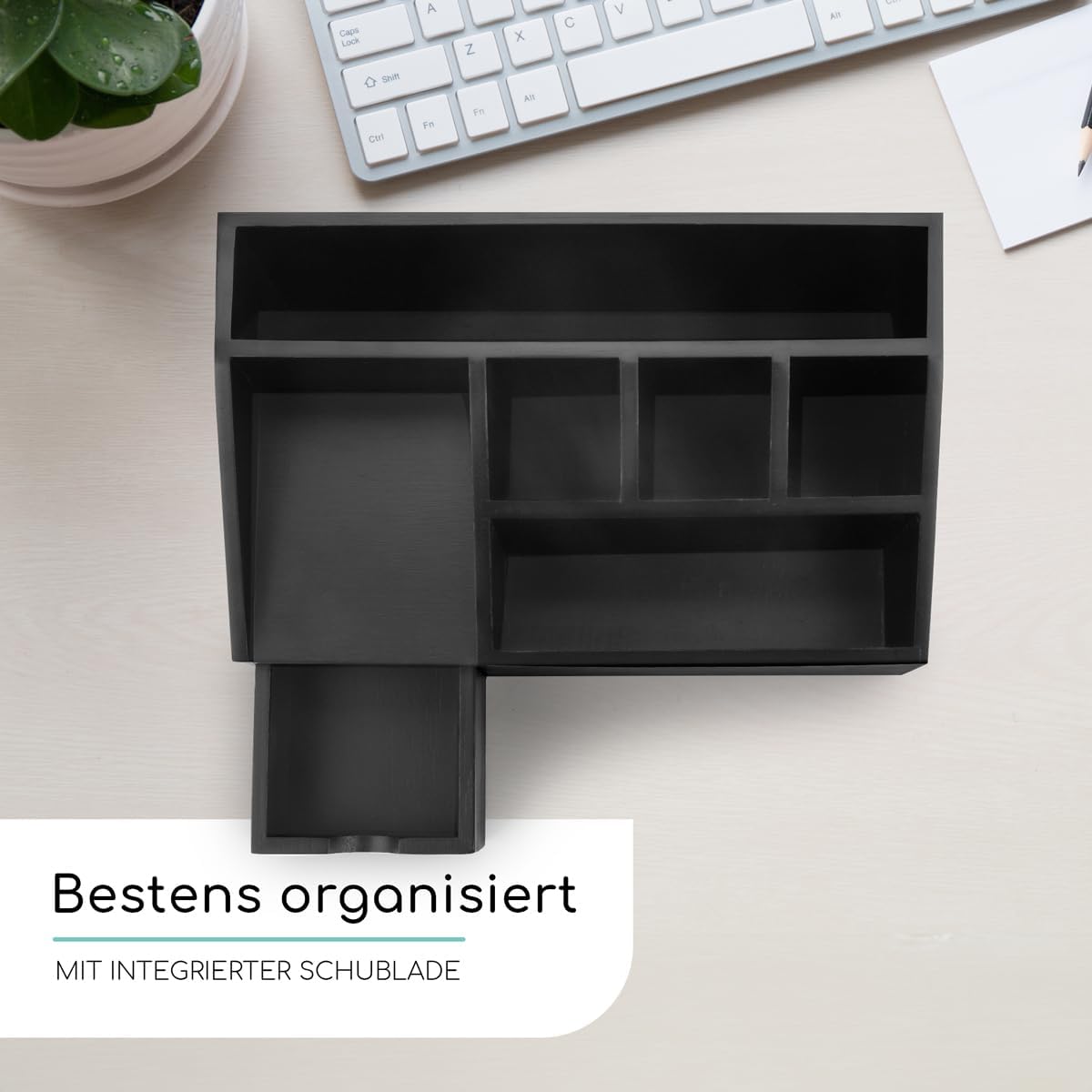 Schreibtisch-Organizer mit Schublade, Schwarz
