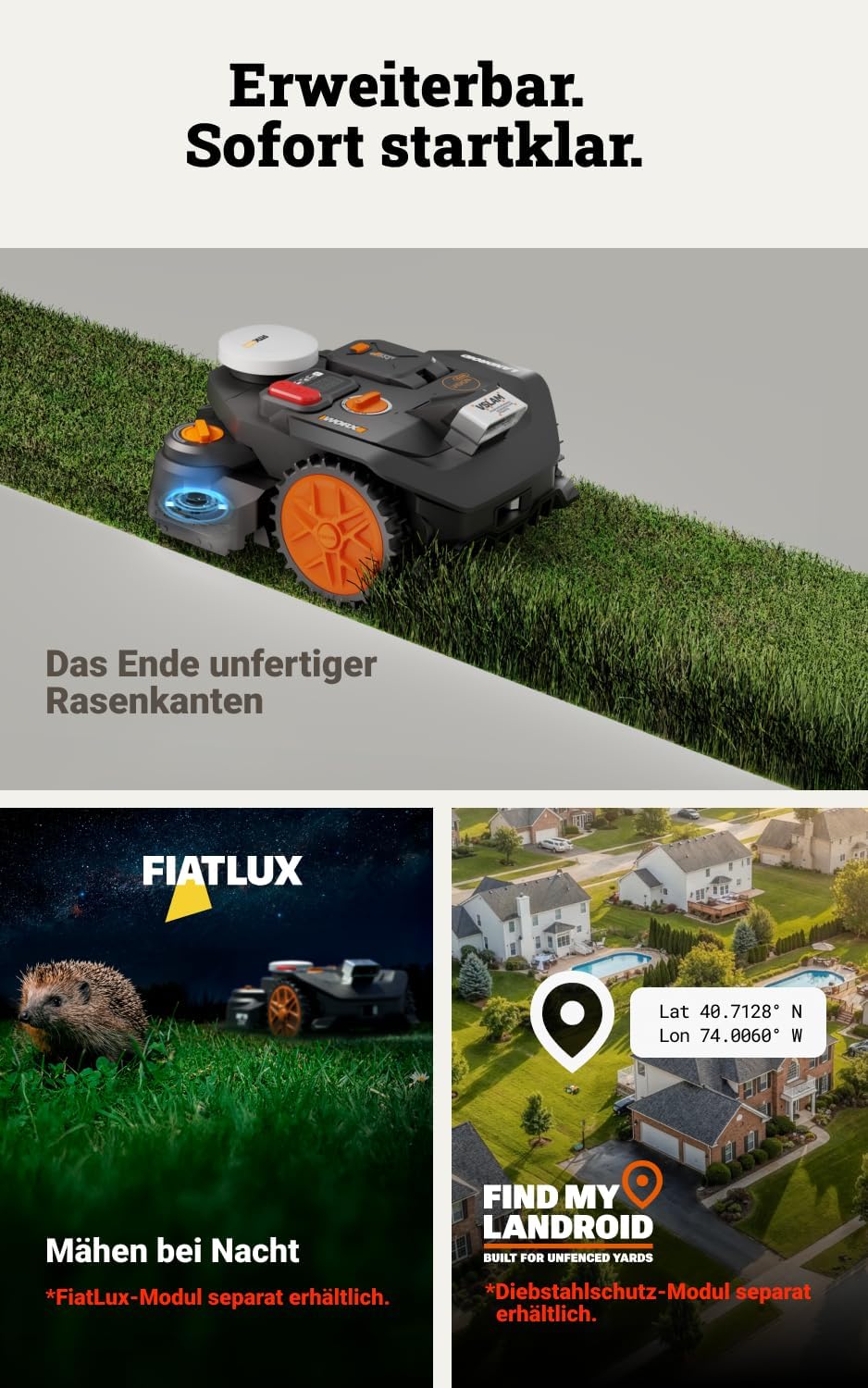 Landroid Vision Cloud WR306E 2WD Mähroboter, 2WD Mähroboter 600m²