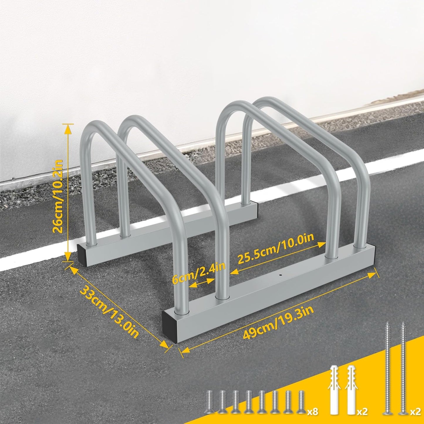 Fahrrad-Aufstellständer für 2 Räder, Für 2 Fahrräder, Silber