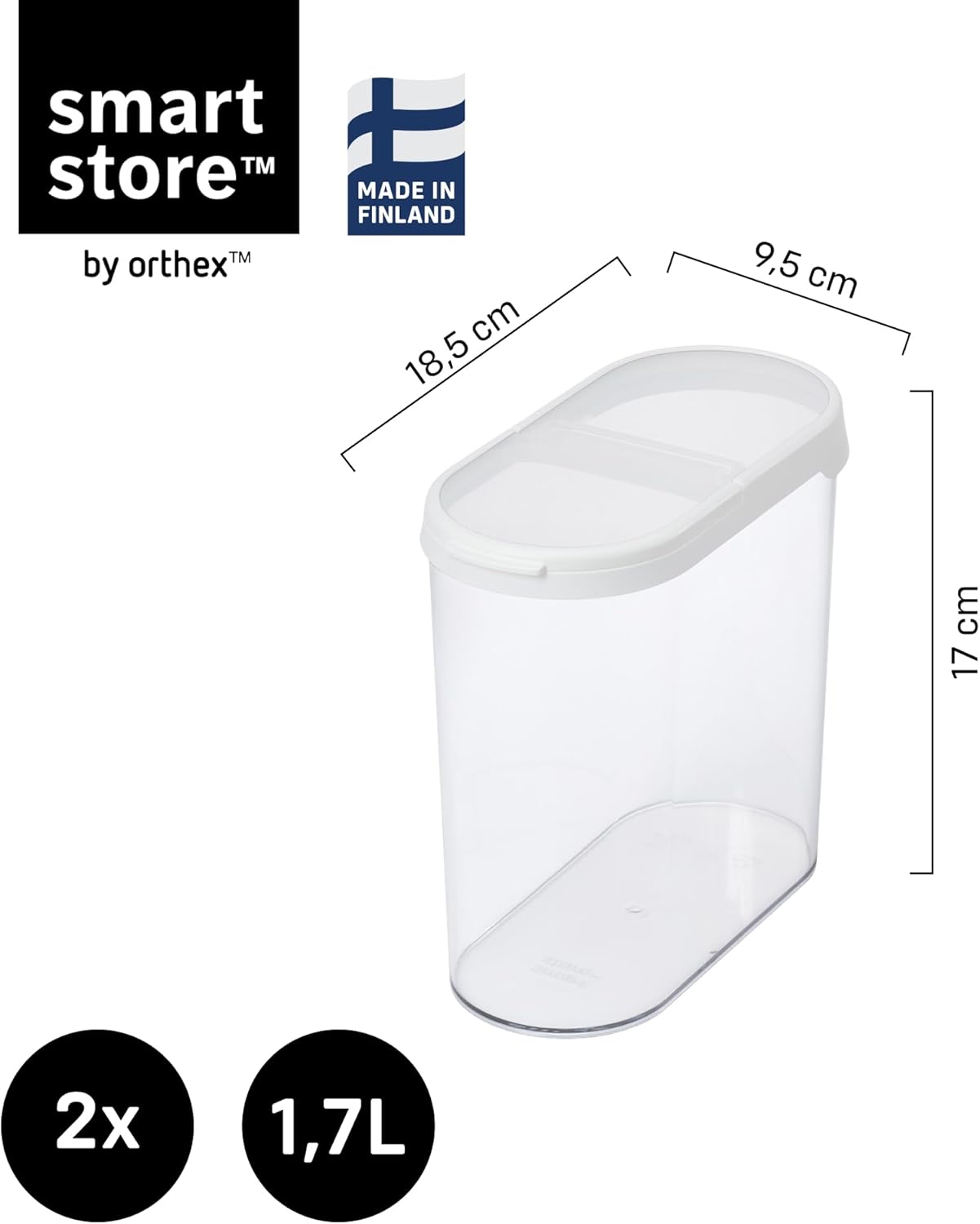 2-teiliges Vorratsbehälter-Set, 1,7 L / 2er-Set mit Klappdeckel