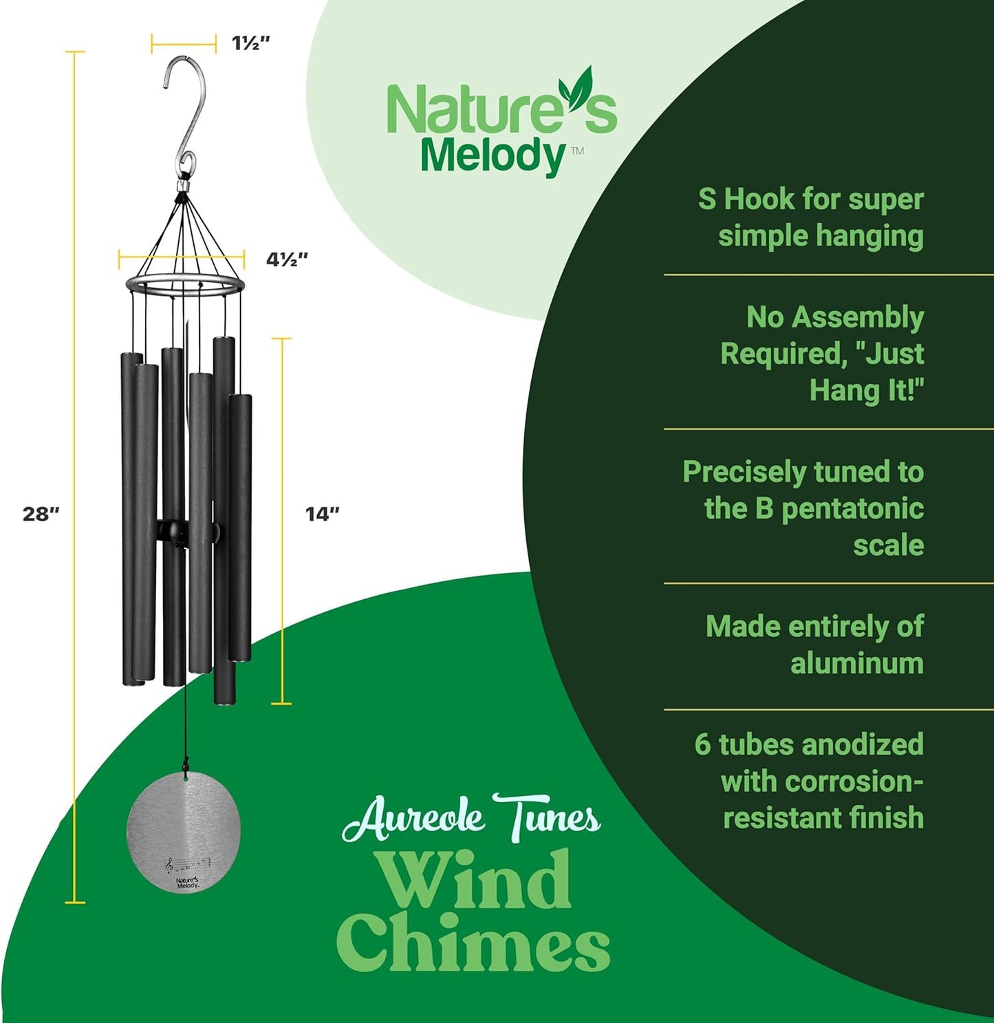 Aureole Tunes Klangspiel, 80 cm, 28-inch Schwarz