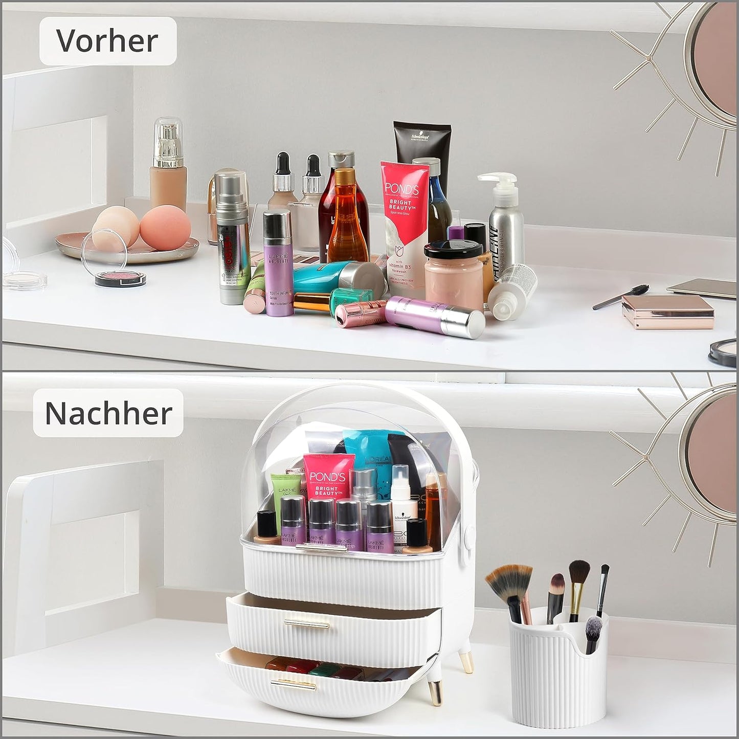 MakeUp-Organizer mit Pinsel-Aufbewahrung