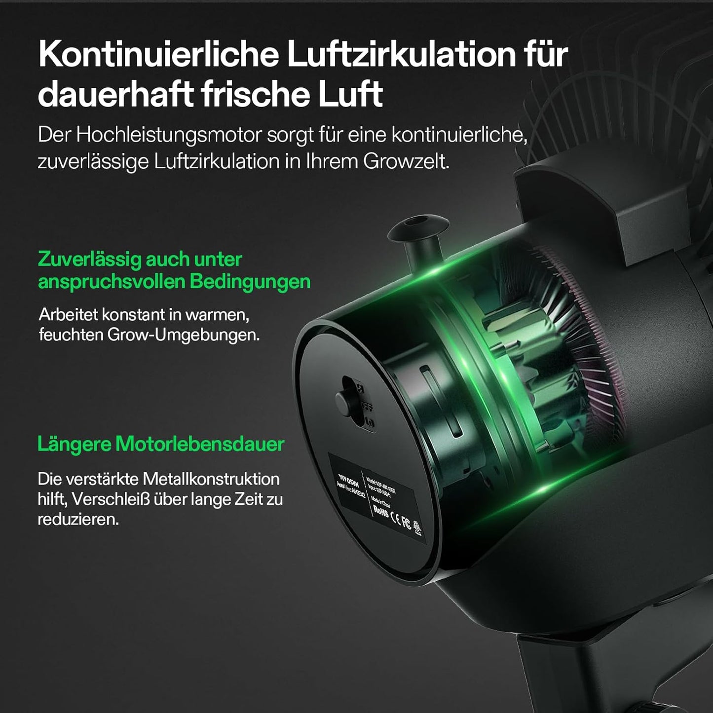 2er-Set Oszillierender Umluftventilator mit Clip, 2 Pack