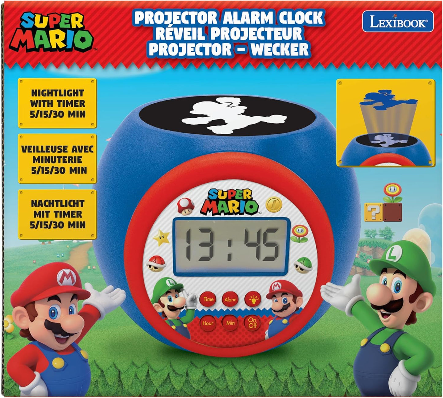 Super Mario Projektorwecker mit Nachtlicht, Super Mario