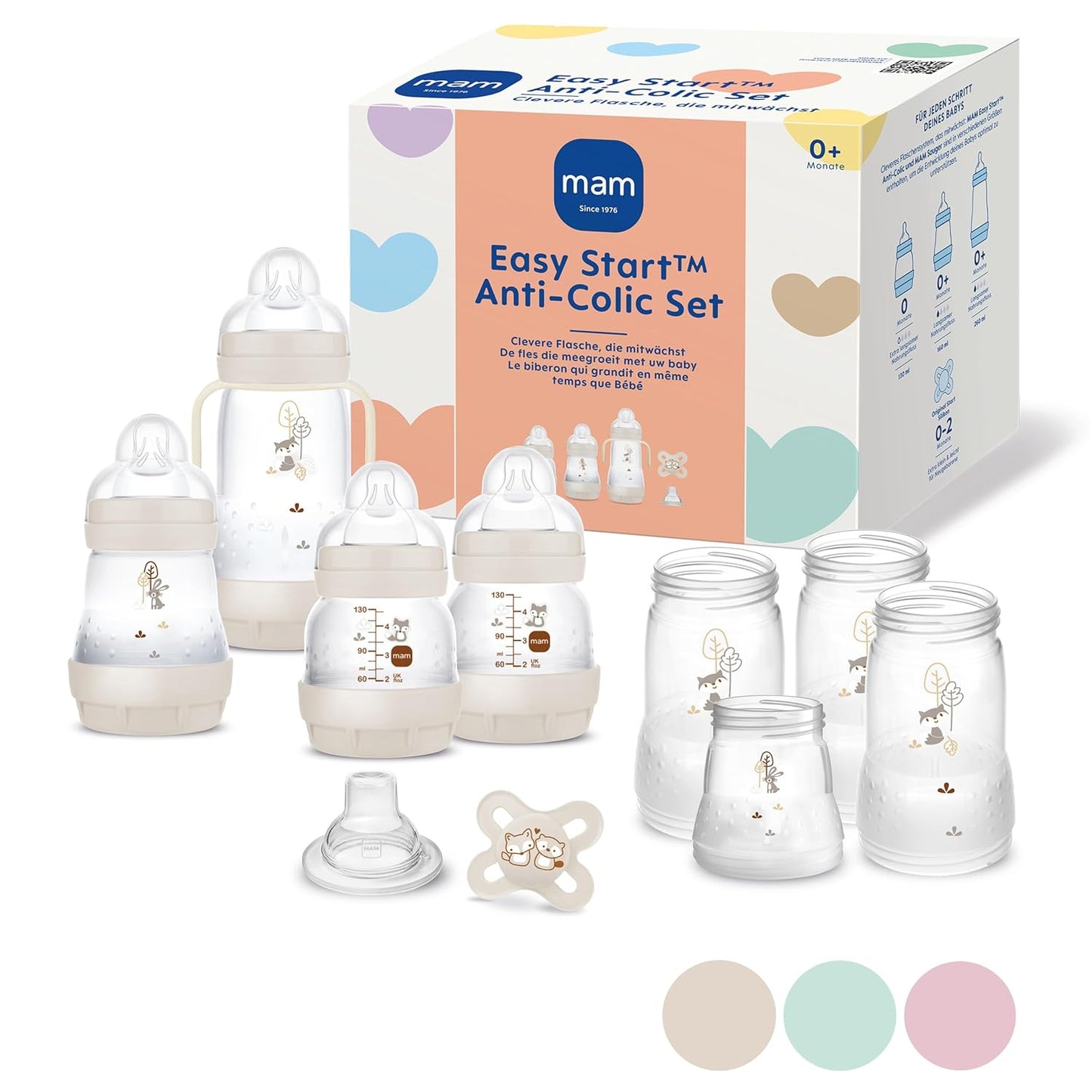 Babyflaschen 11-tlg. Starter-Set Easy Start Anti-Colic, Beige/Fuchs