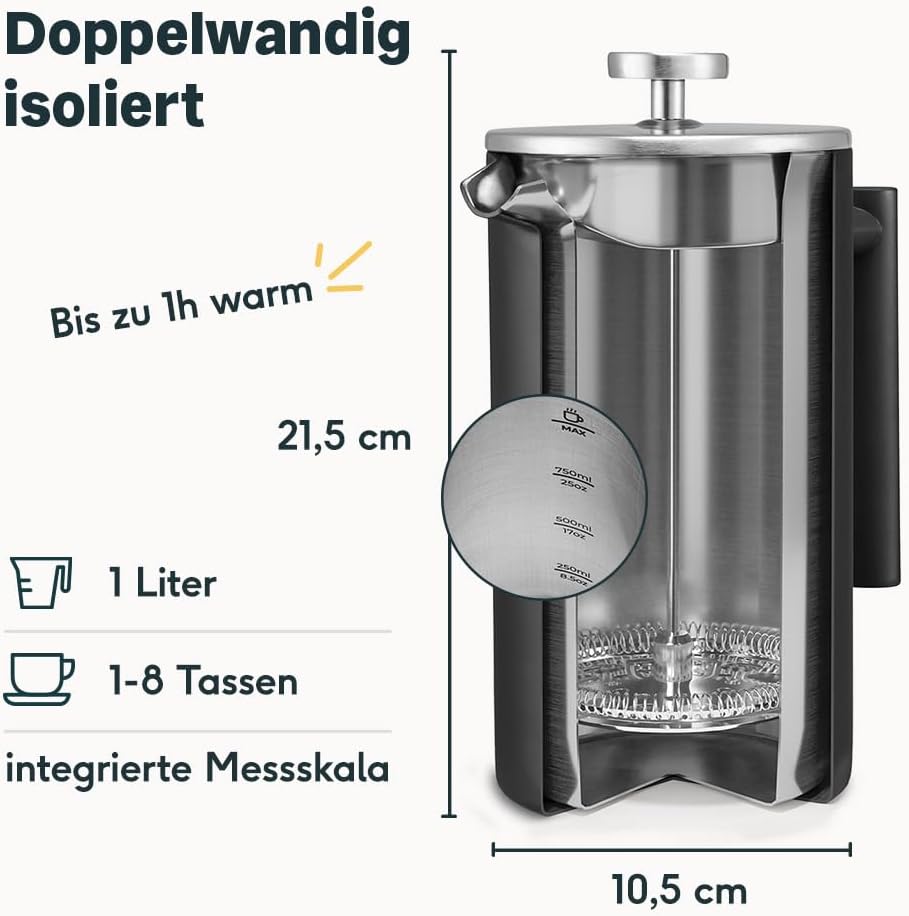 Kaffeemühle und French Press Set, Spar-set 2er Set | Kaffeemühle + French Press