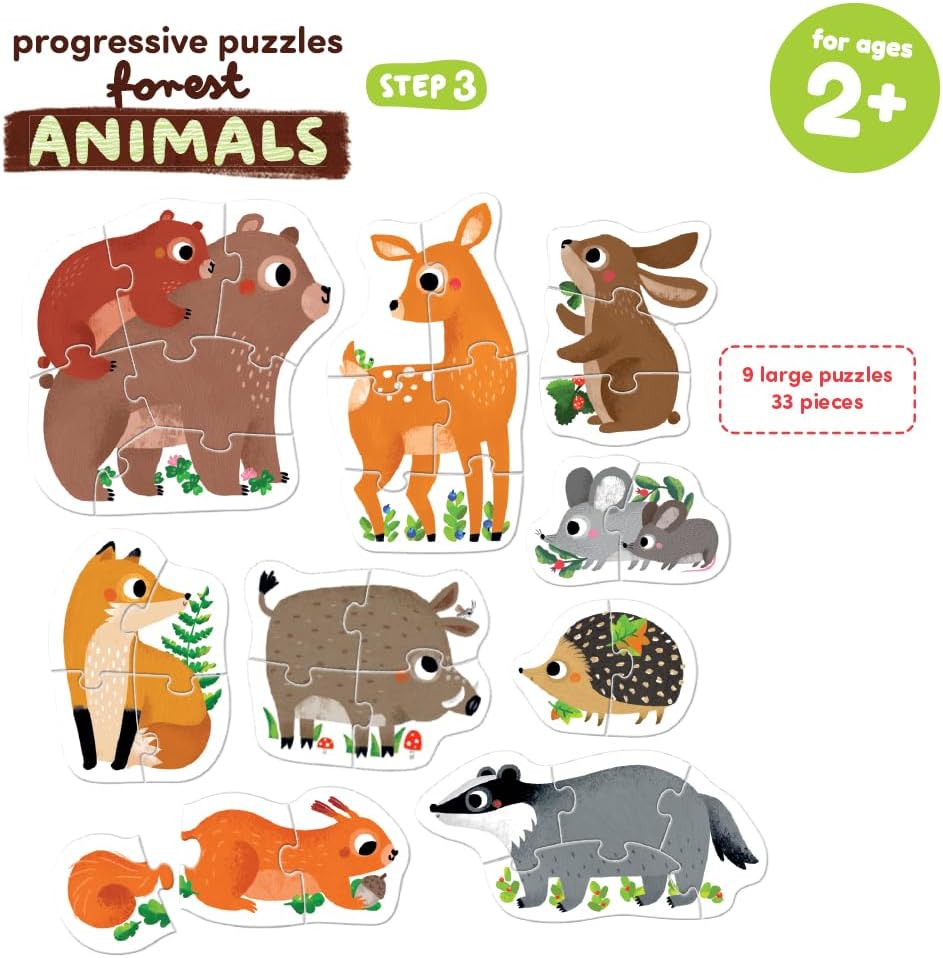 Puzzle Waldtiere, Forest Animals 2+