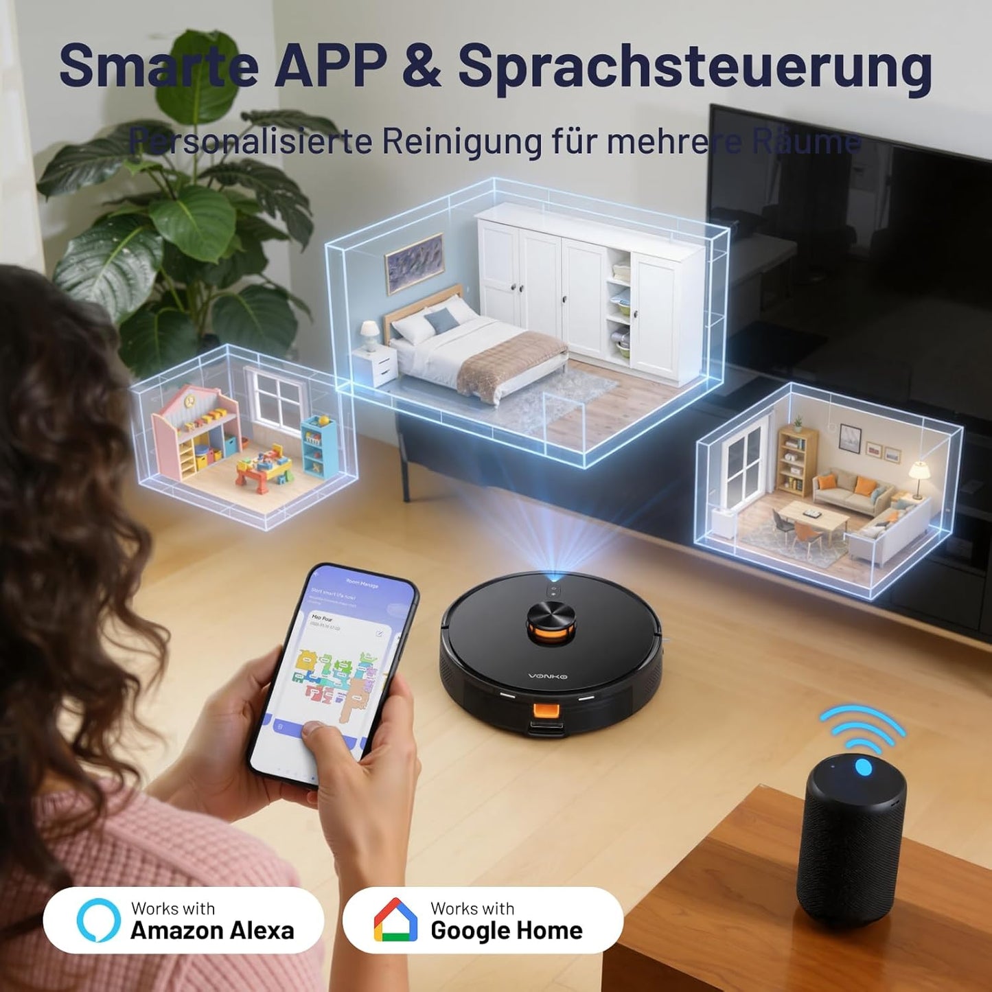 S6 Pro Saugroboter mit Wischfunktion und Absaugstation, Schwarz