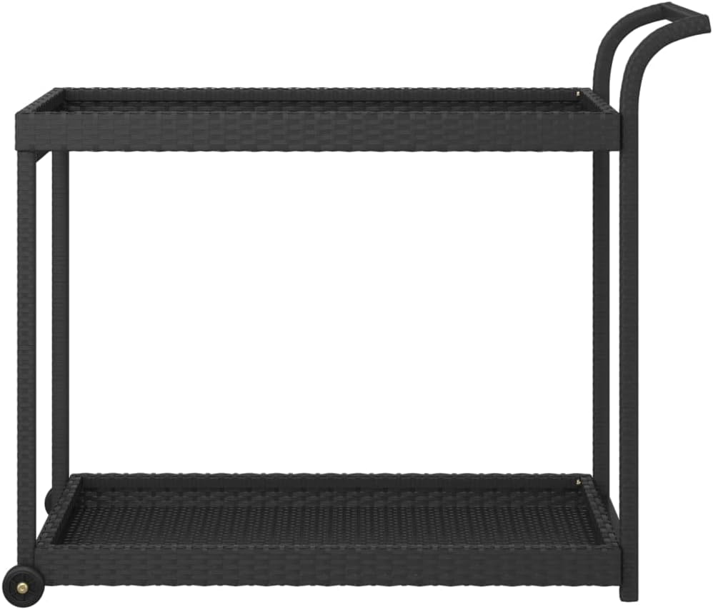 Servierwagen in Rattanoptik, Schwarz