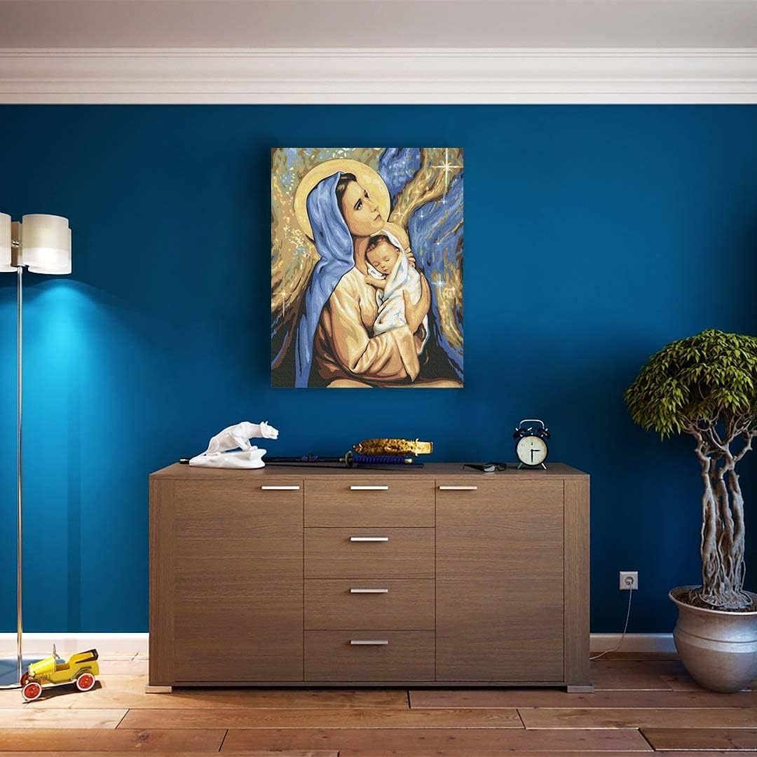Malen nach Zahlen - Heilige Mutter Gottes Maria, Heilige Mutter Gottes Maria Mit Rahmen