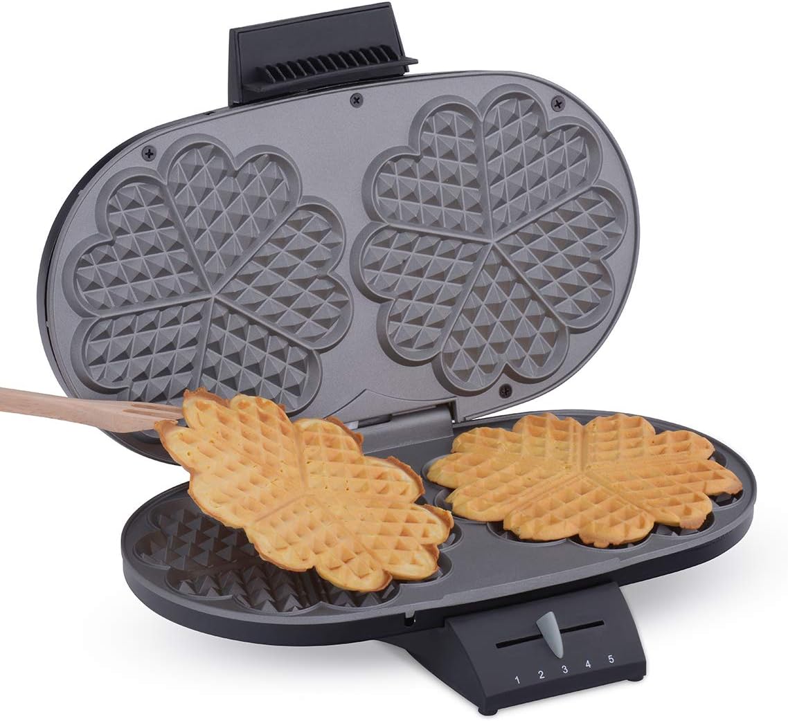 1320 Doppelwaffeleisen für zwei klassische Waffeln, Schwarz Single