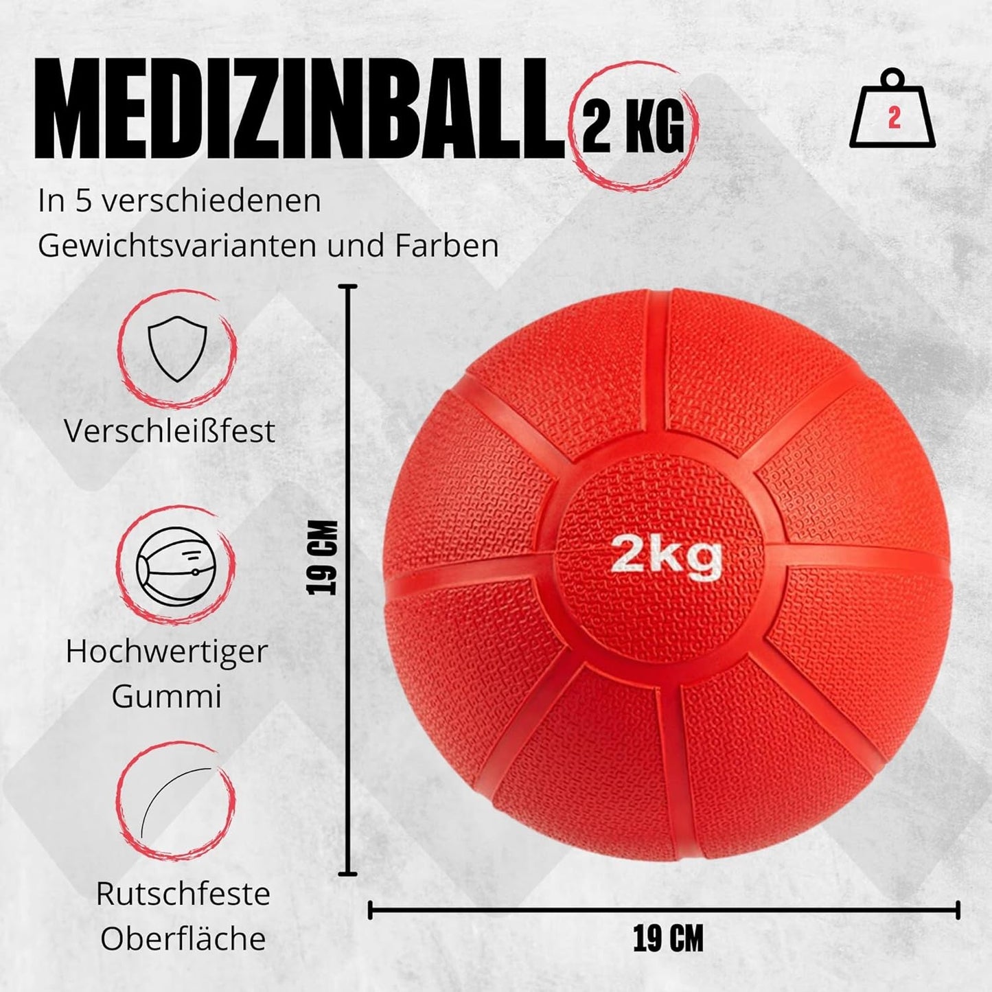 Medizinball, Rot - 2kg