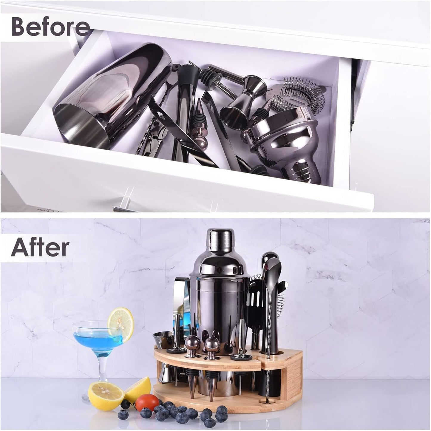 Cocktail Shaker Set, Grau 12 Teiliges