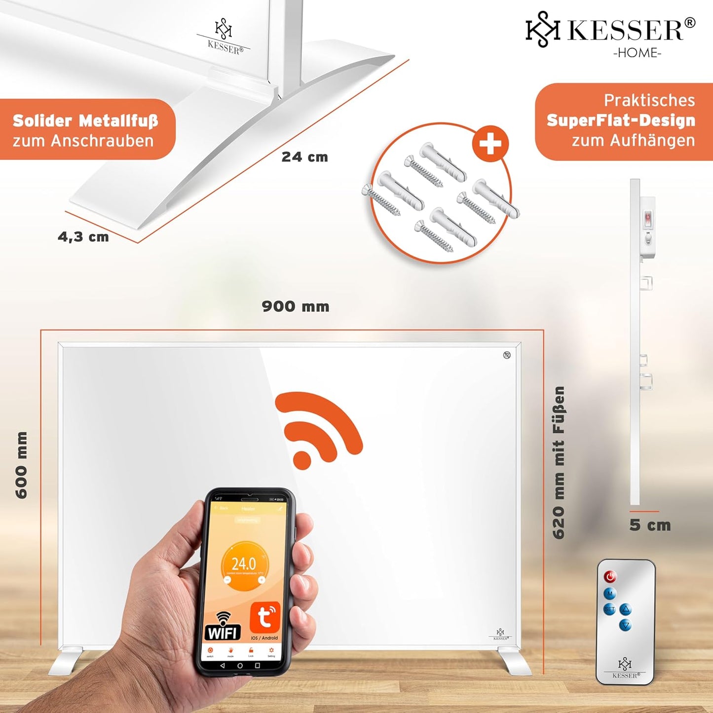 Infrarotheizung mit Fernbedienung, 550W