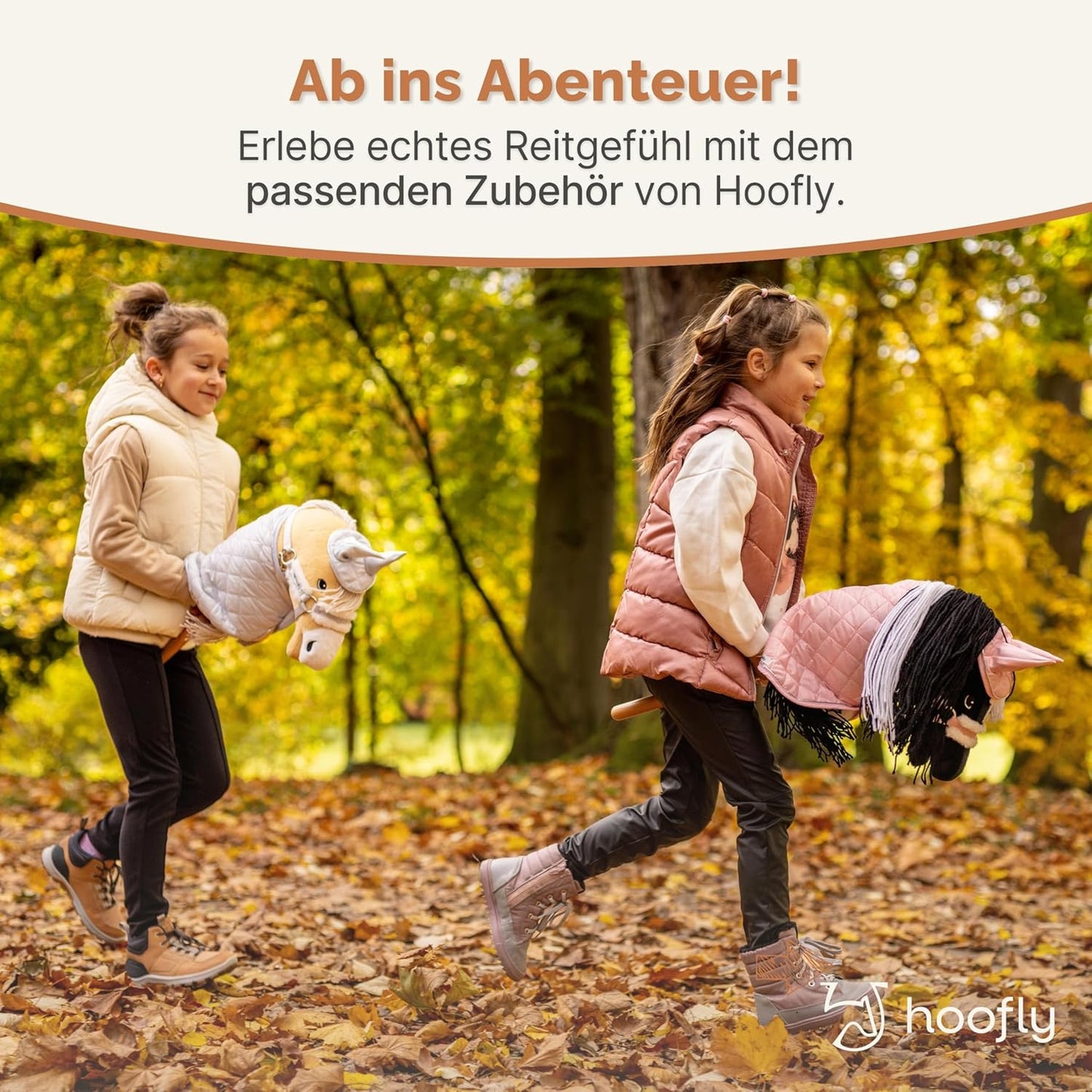 Hobby Horse Steckenpferd mit Trense, 40 cm Stab, Braune Schecke