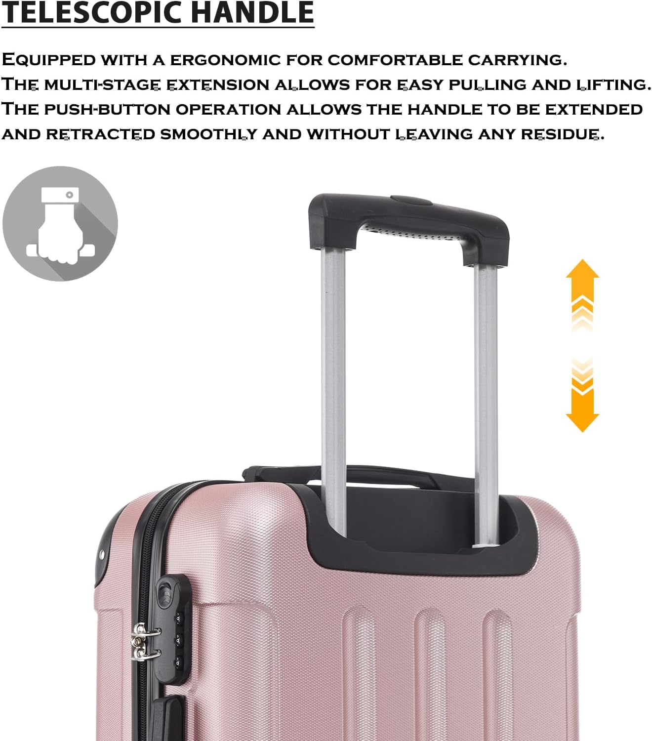 Hartschalen-Handgepäckkoffer mit Zahlenschloss, M (55cm-40L) YS2G1 Roségold
