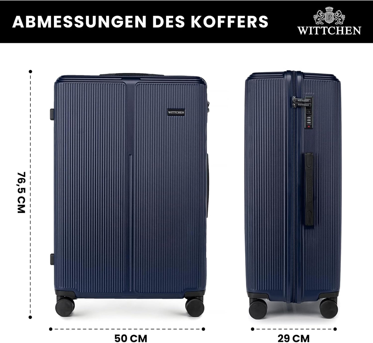 Grosser Hartschalen-Koffer mit Zahlenschloss (XL), Marineblau Grosser Koffer - XL